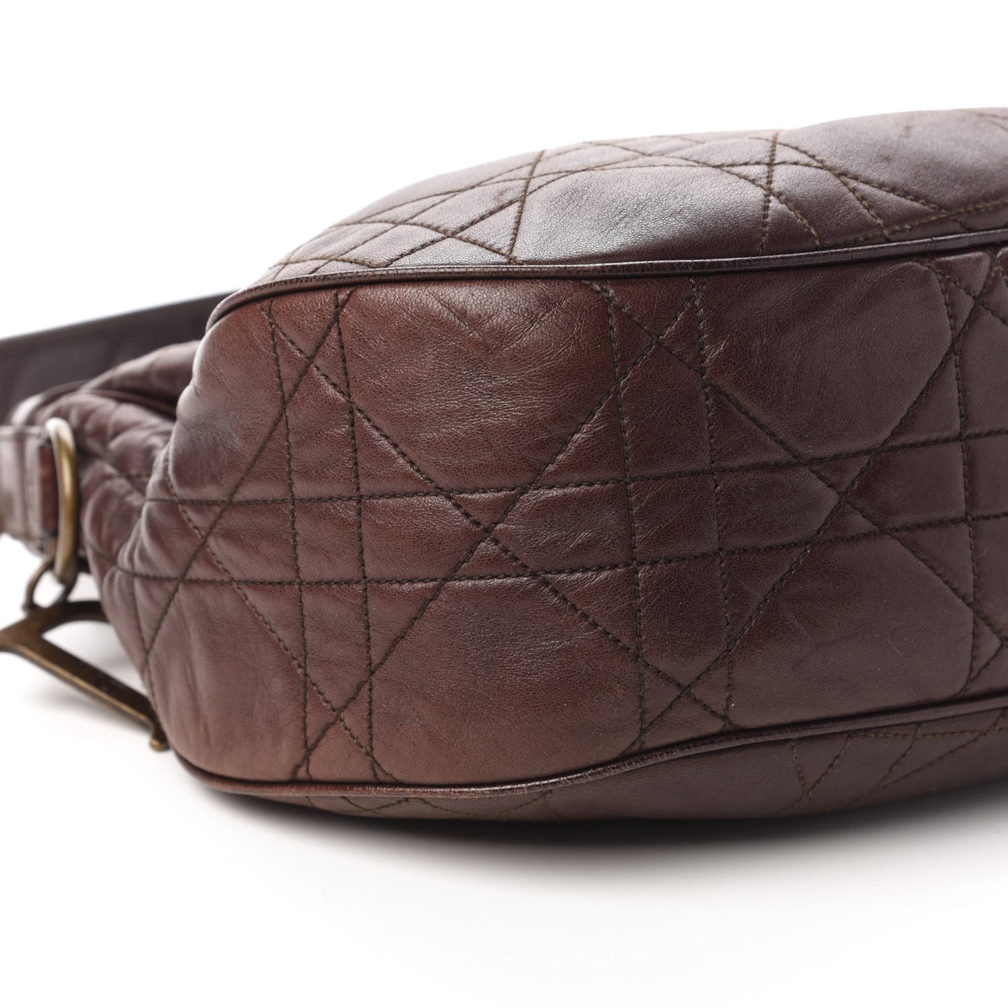 Lambskin Cannage Medium Hobo Dark Brown