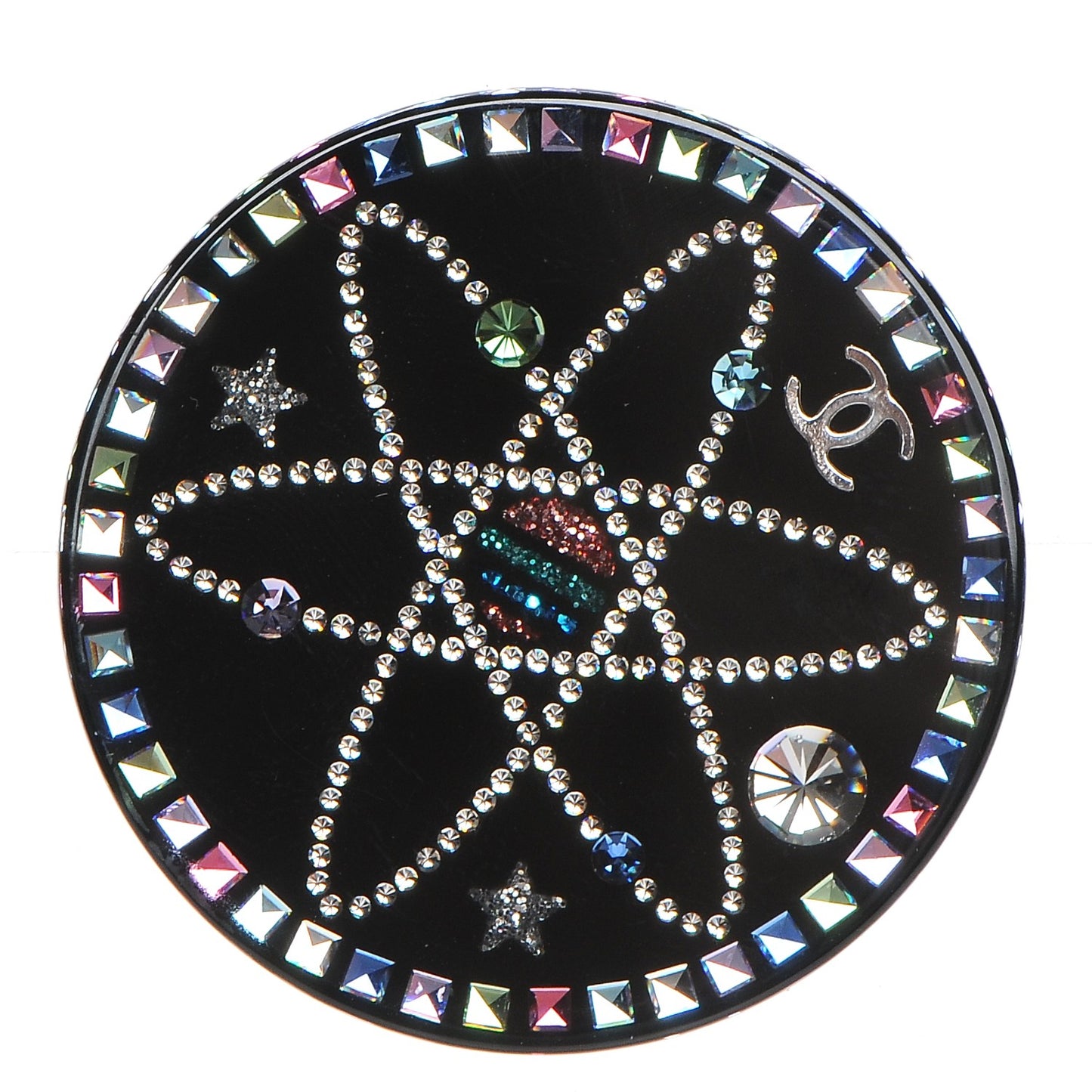 Glittered Resin Strass Brooch Black Pink