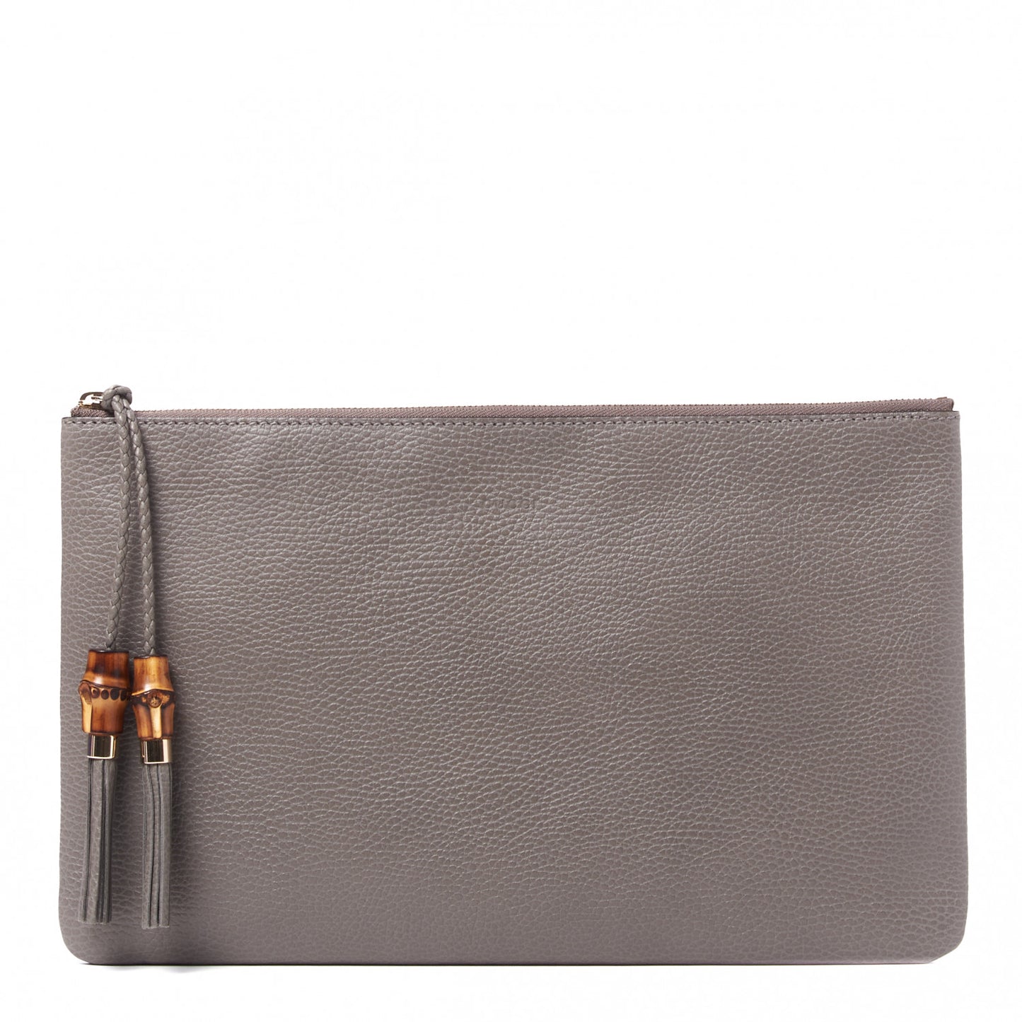 Calfskin Large Bamboo Clutch Grey