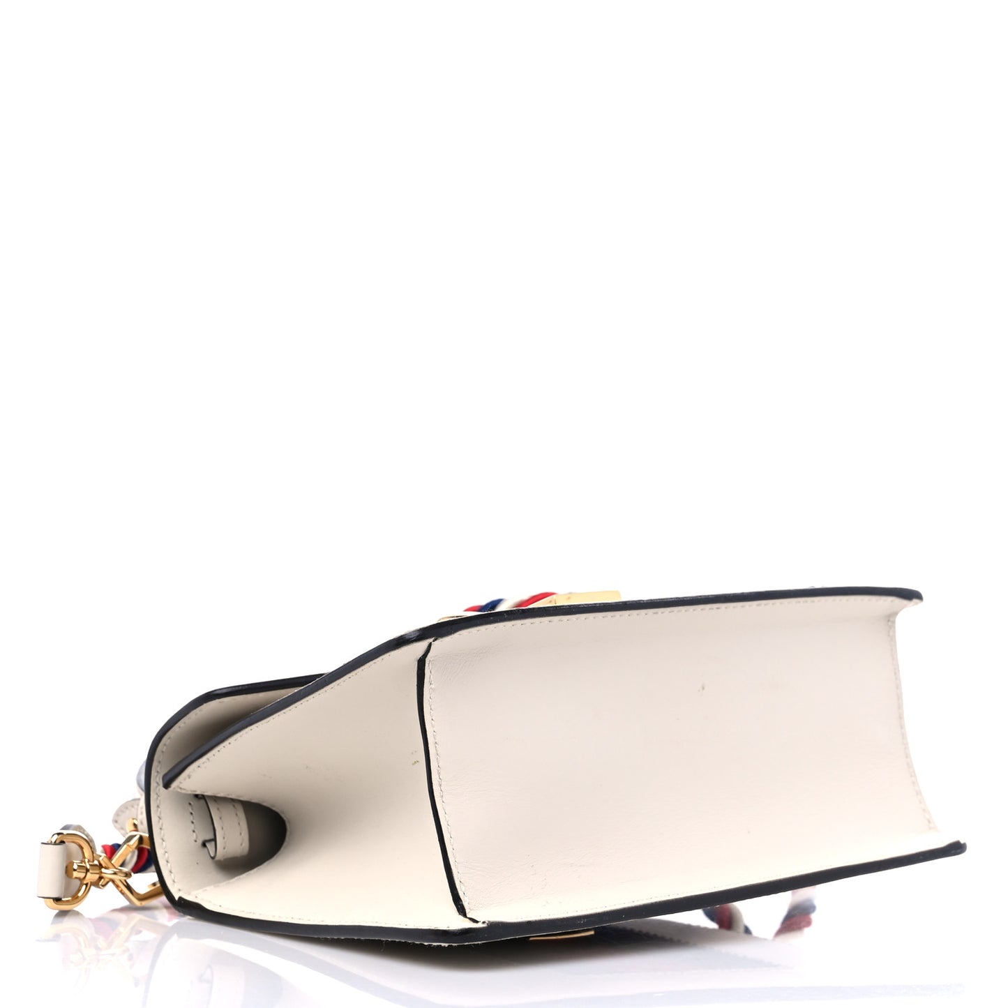 Calfskin Embroidered Mini Sylvie Top Handle Bag White