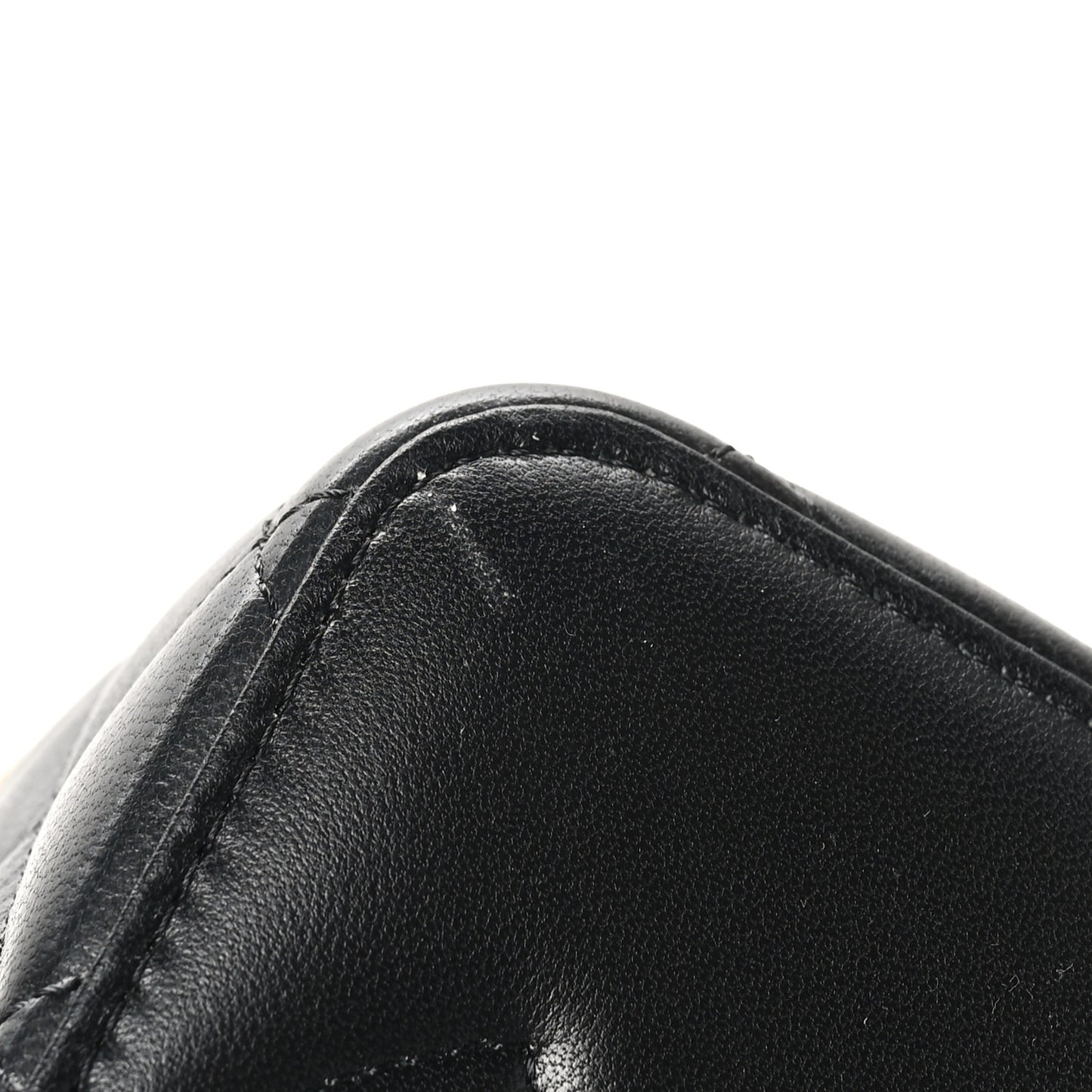 Lambskin Enamel Quilted Small Coco Hearts Vanity Case With Chain Black