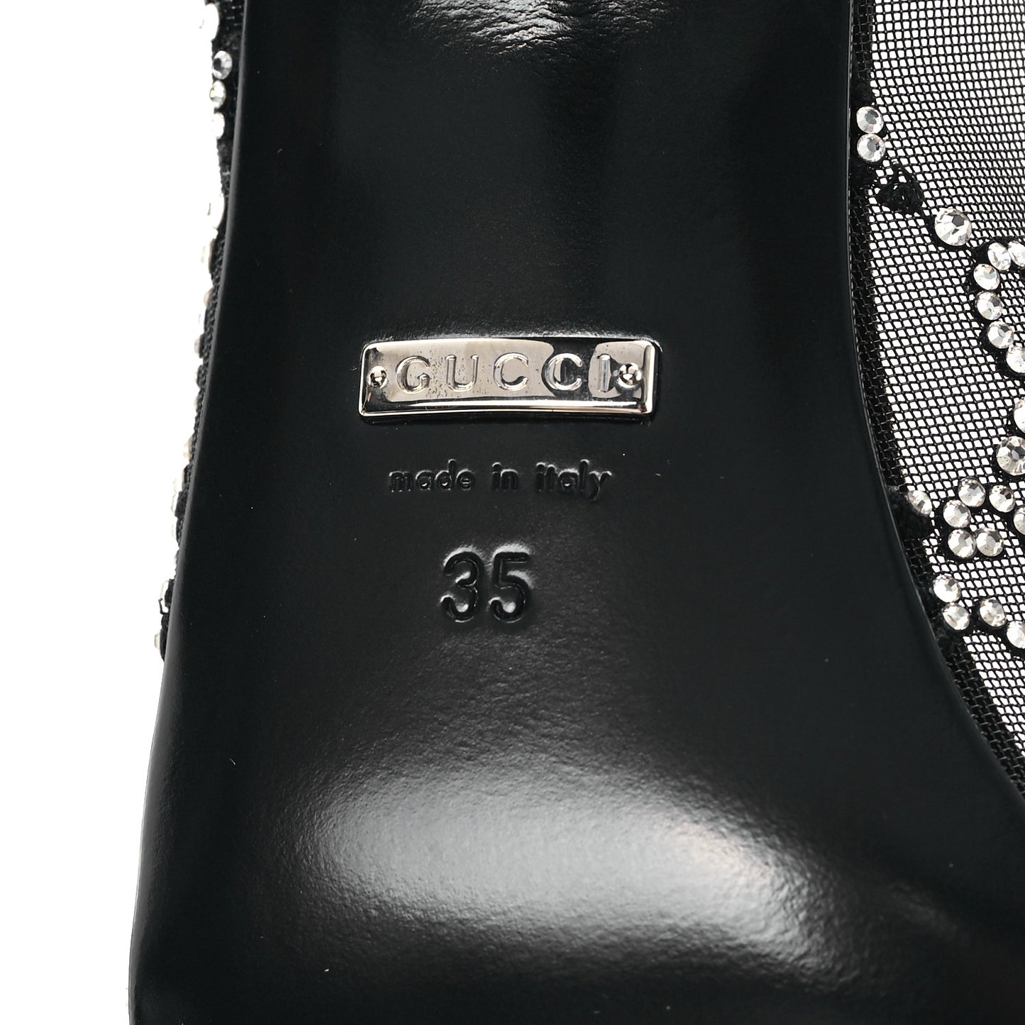 Tela Retino Kid Scamosciato Crystal GG Monogram Square G 95mm Slide Sandals 35 Black