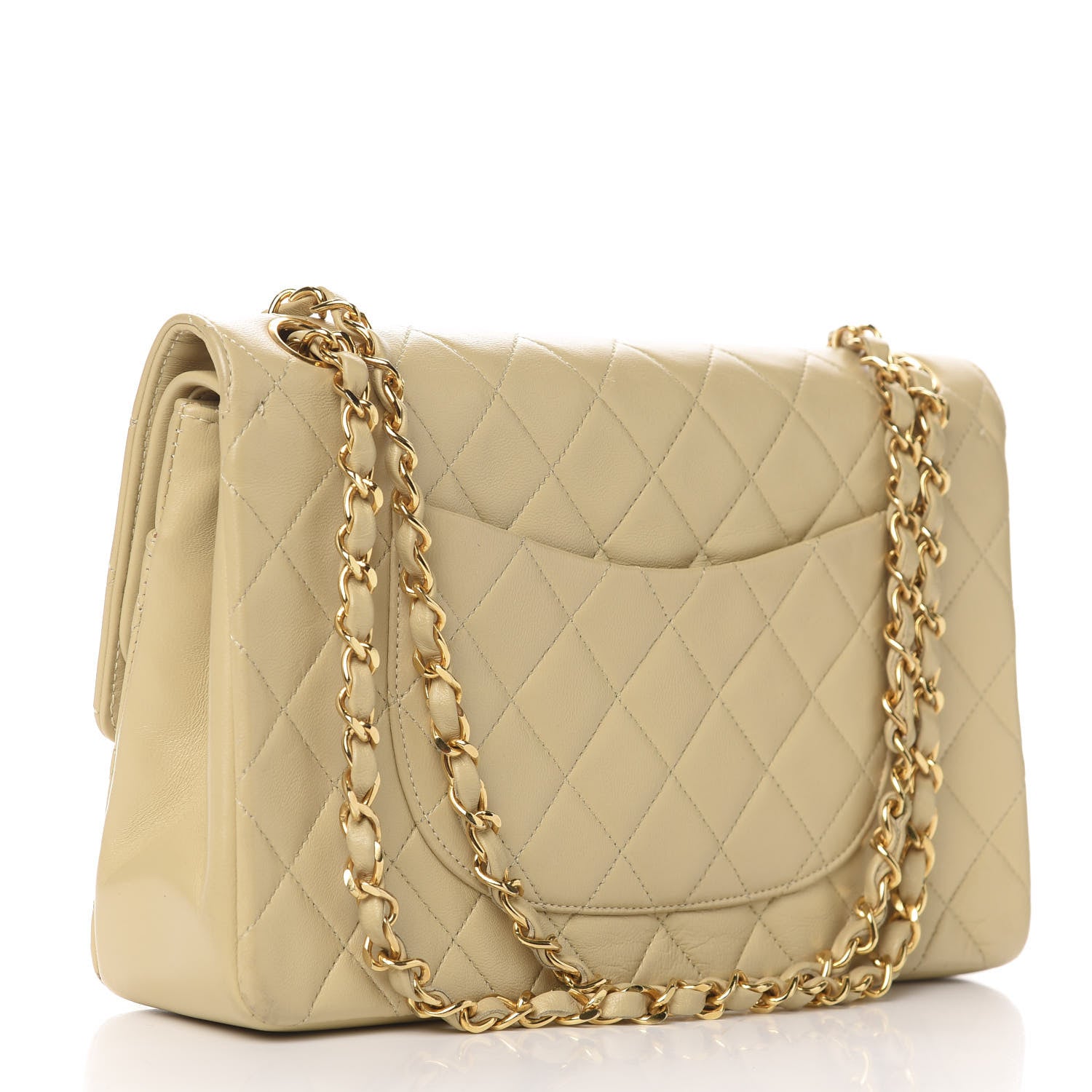 Chanel Lambskin Quilted Medium Double Flap Beige 3 of 16