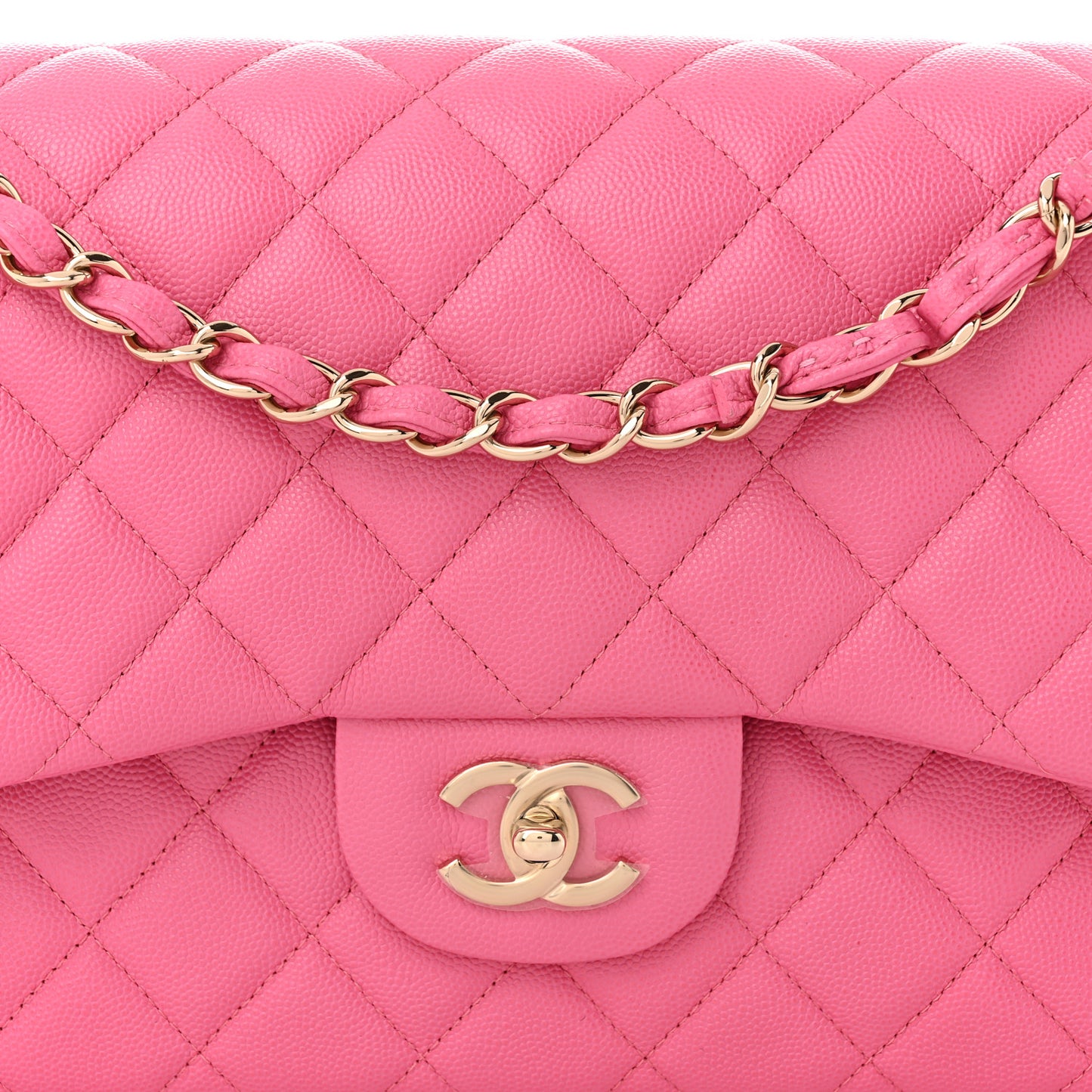 Caviar Quilted Jumbo Double Flap Pink