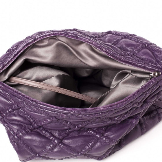Quilted Lambskin Hidden Chain Hobo Purple