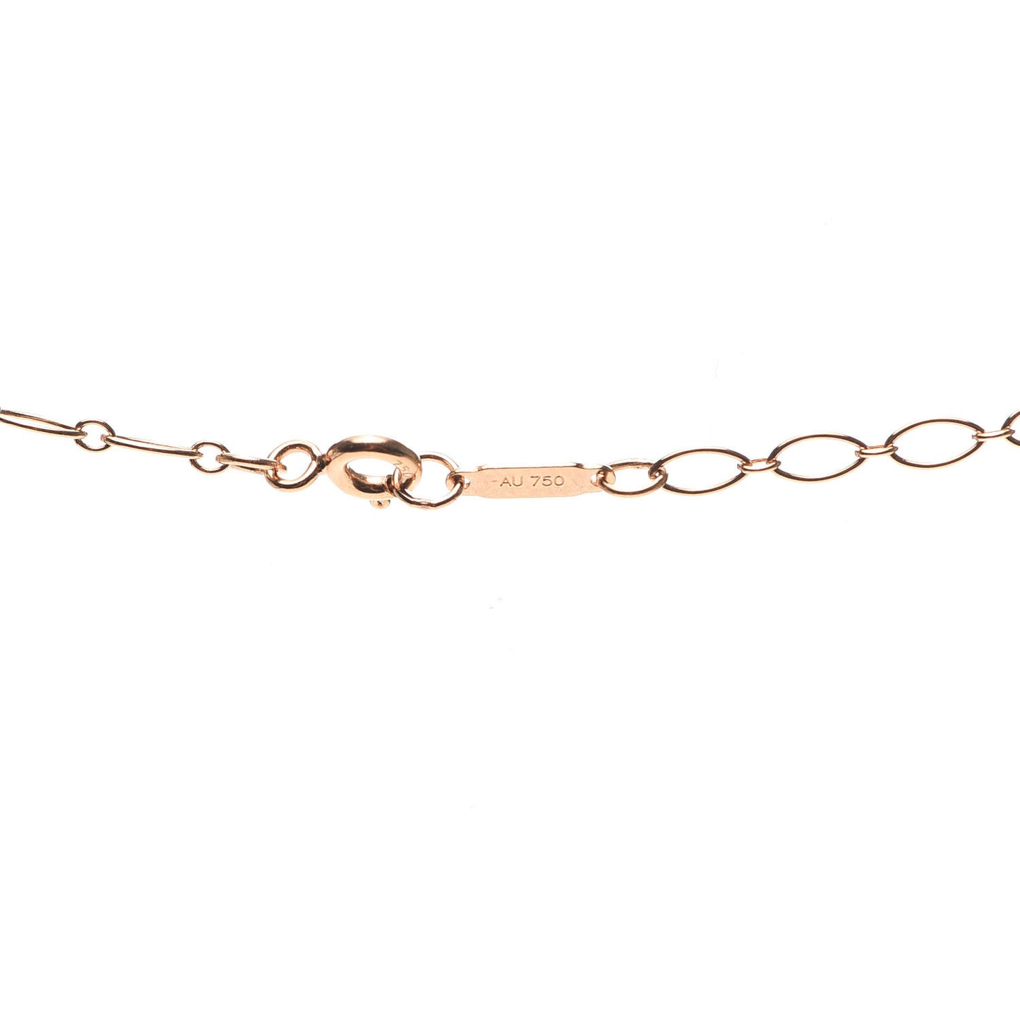 18K Rose Gold Small Oval Key Pendant Link Necklace