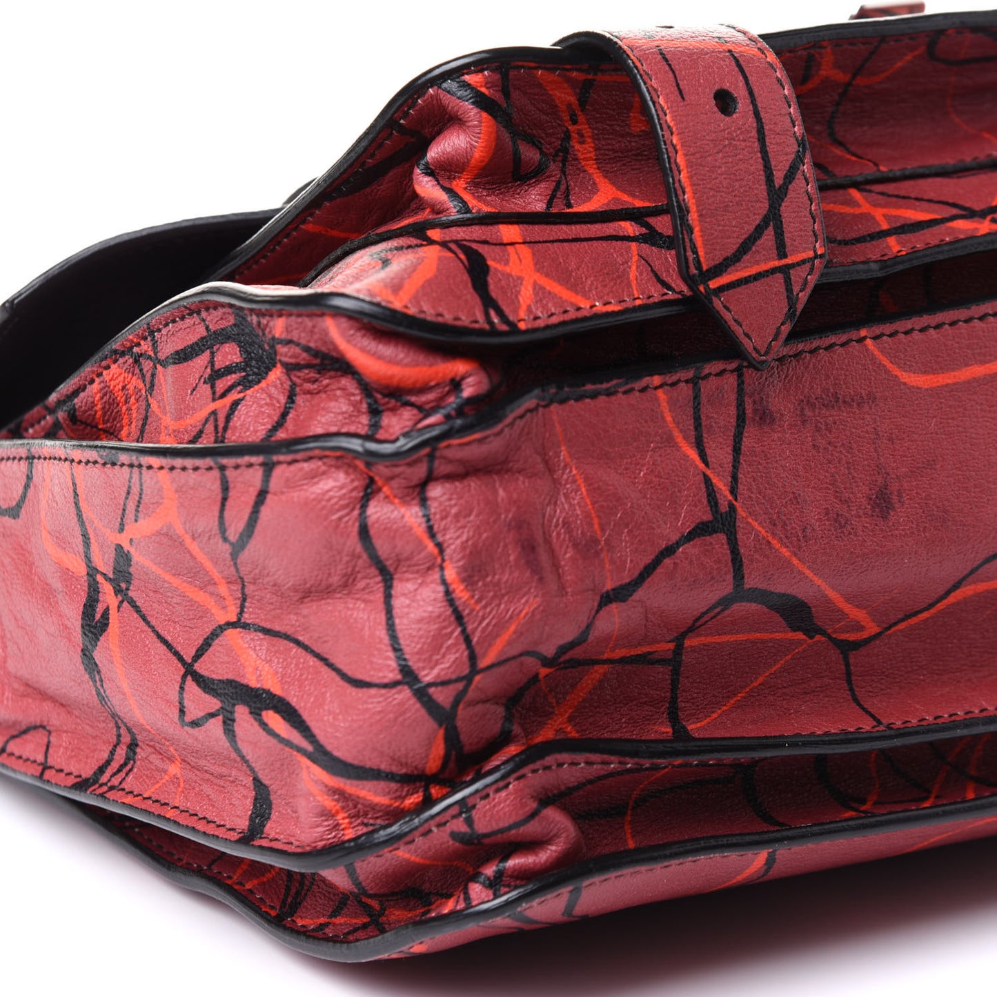 Calfskin Scribble Print Medium PS1 Satchel Red