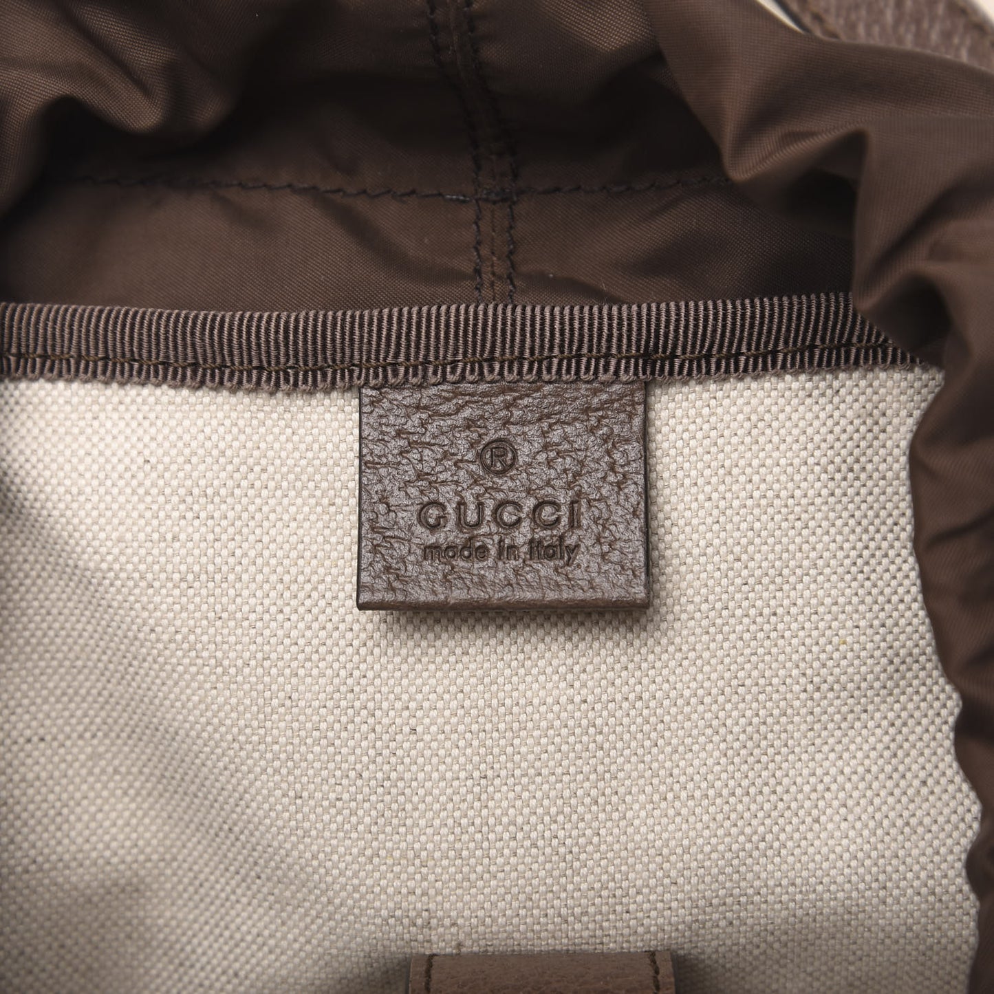 GG Supreme Monogram Medium Ophidia Double Buckle Backpack Brown