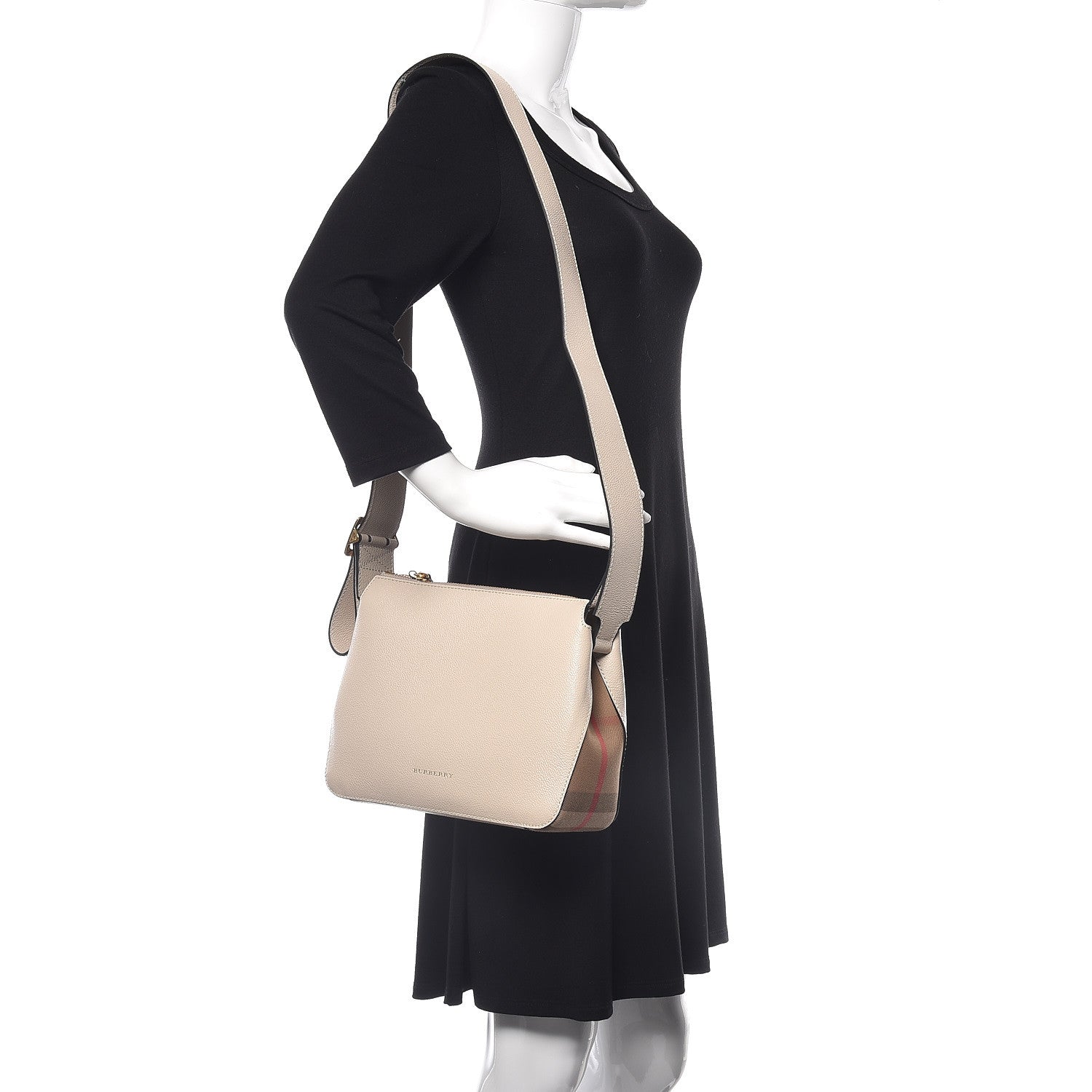 Burberry Soft Grain Calfskin House Check Small Helmsley Crossbody Limestone 2 of 10