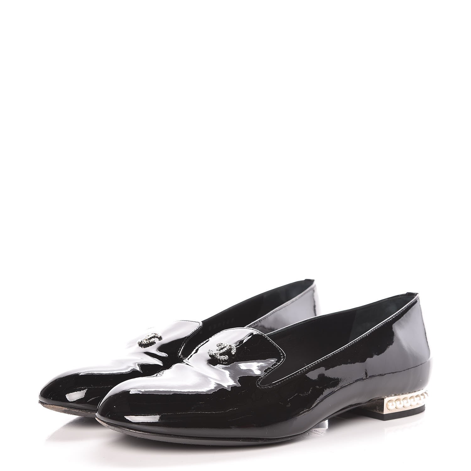 Chanel Patent Calfskin Pearl CC Oxfords 37.5 Black 3 of 10