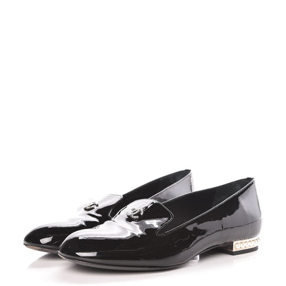 Chanel Patent Calfskin Pearl CC Oxfords 37.5 Black 3 of 10