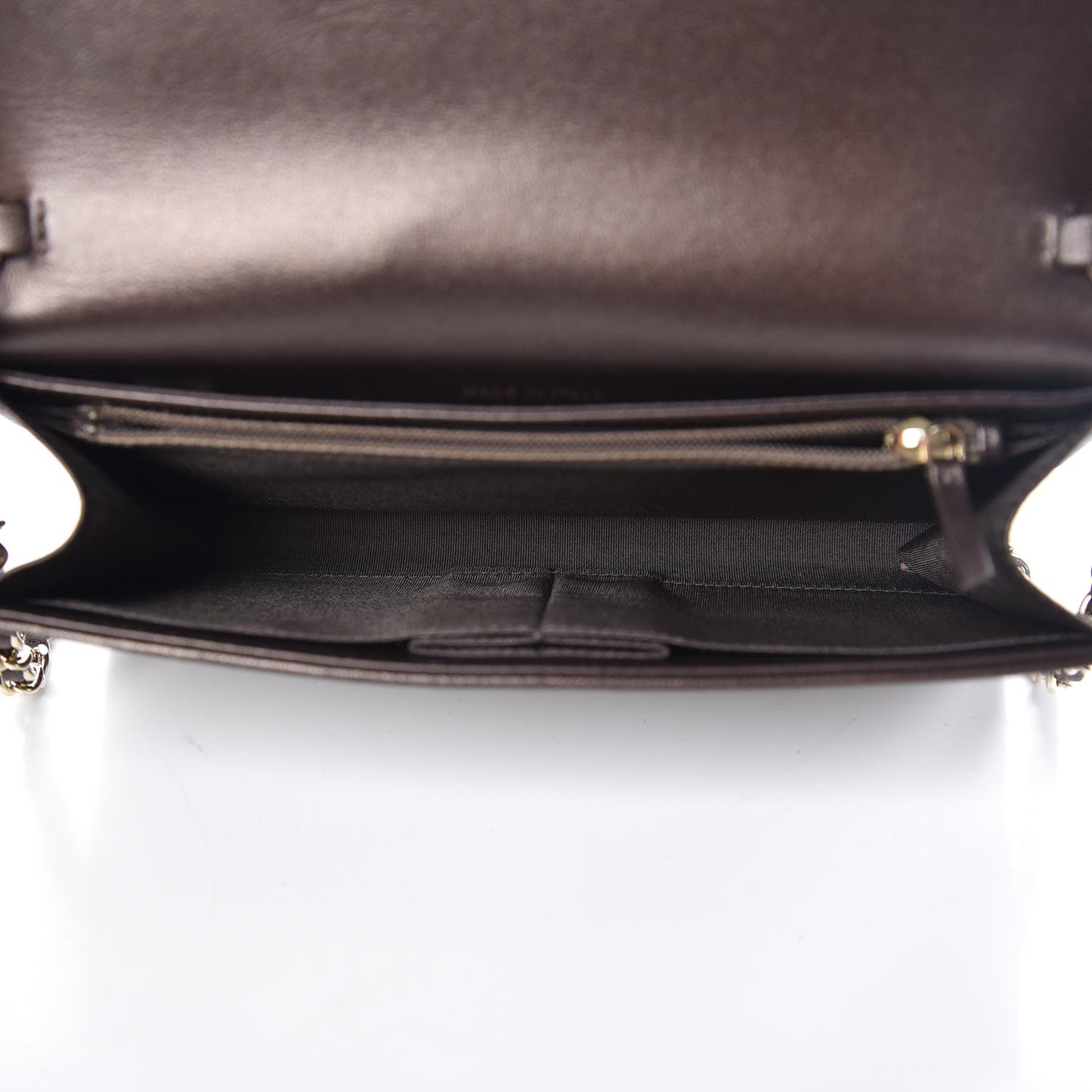 Lambskin Studded Wallet on Removable Chain Bronze
