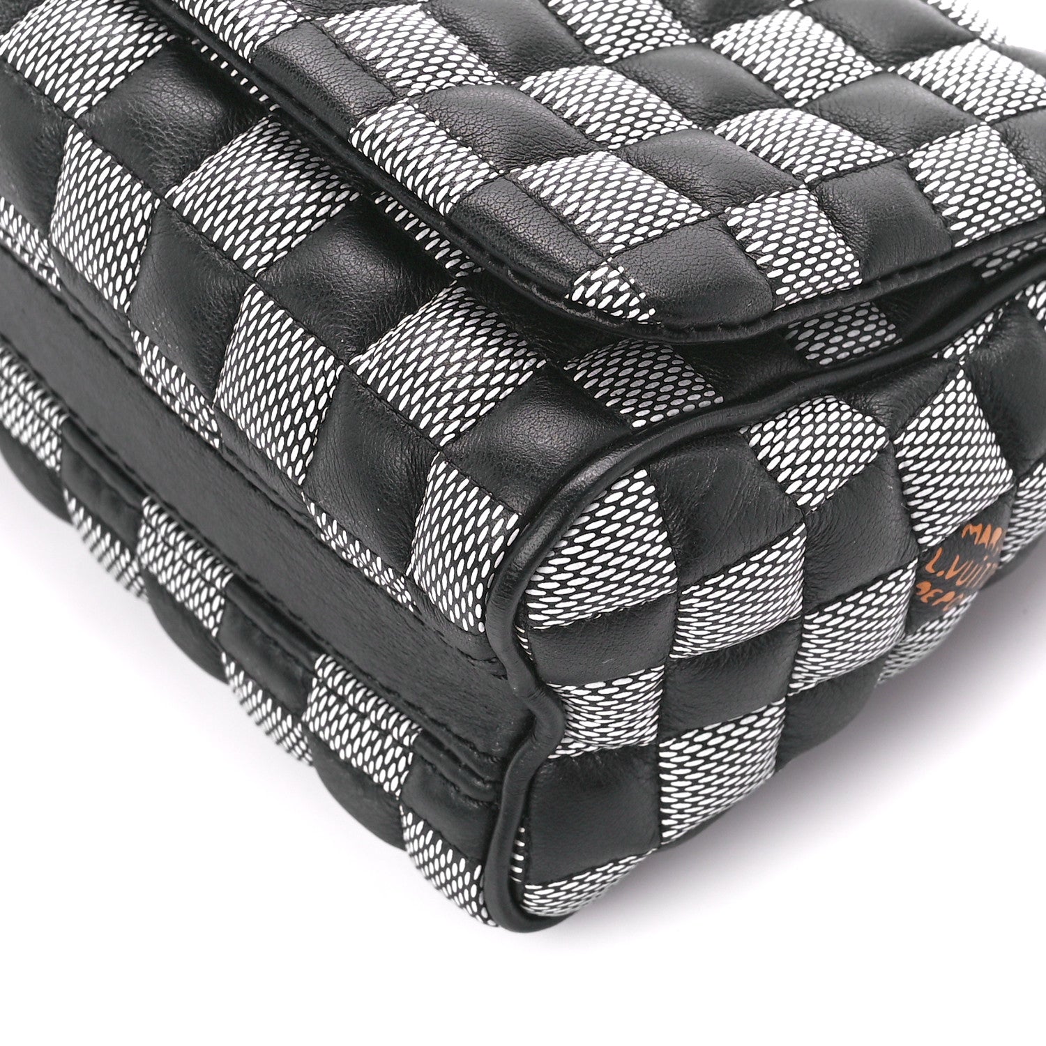 Louis Vuitton Calfskin Damier Twist Shoulder Bag BB Black White 11 of 11
