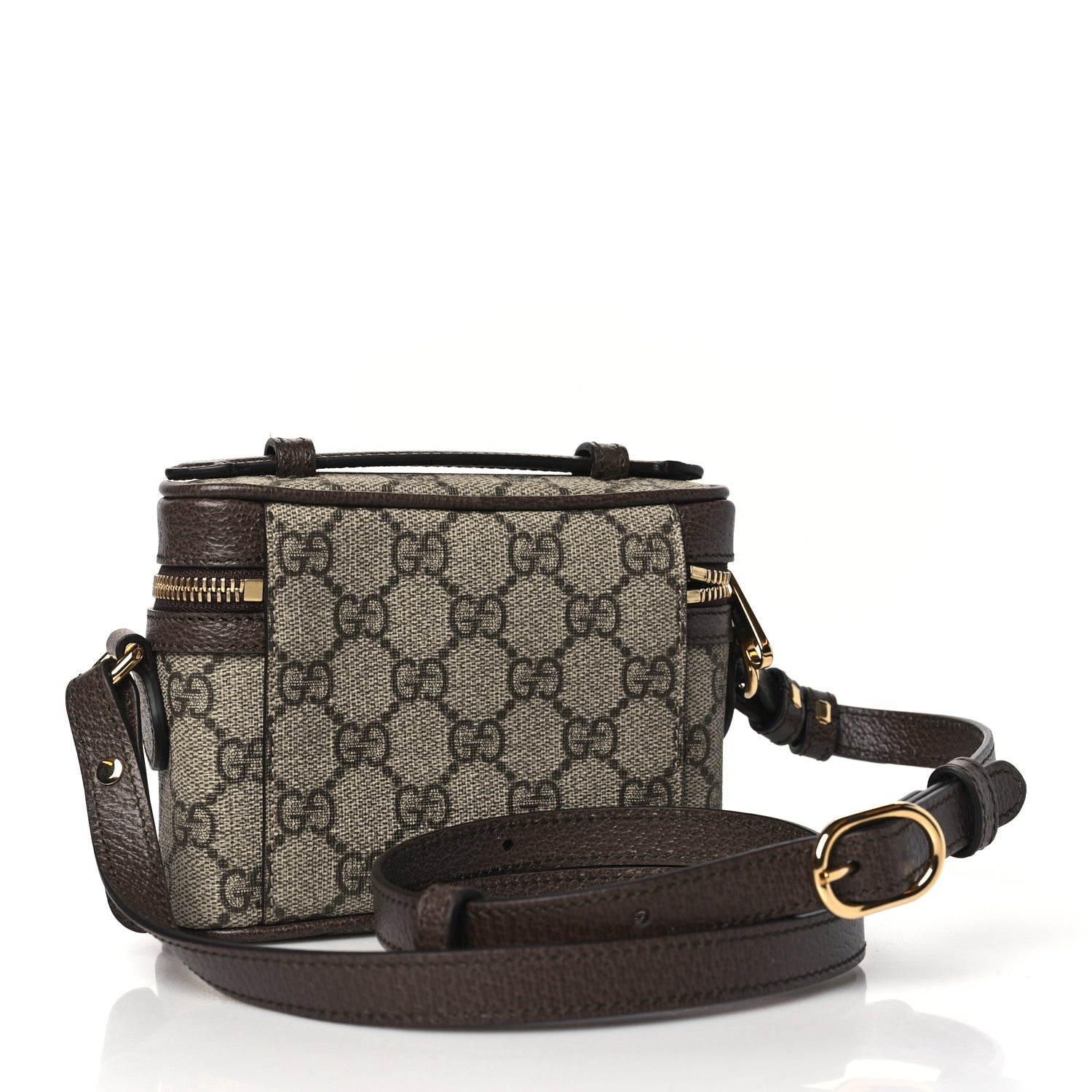 Gucci GG Supreme Monogram Textured Calfskin Web Mini Ophidia Top Handle Bag Beige Ebony New Acero 3 of 10