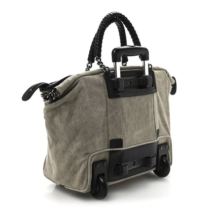 Chanel Washed Toile Calfskin Quilted Trolley Beige Black 3 of 13