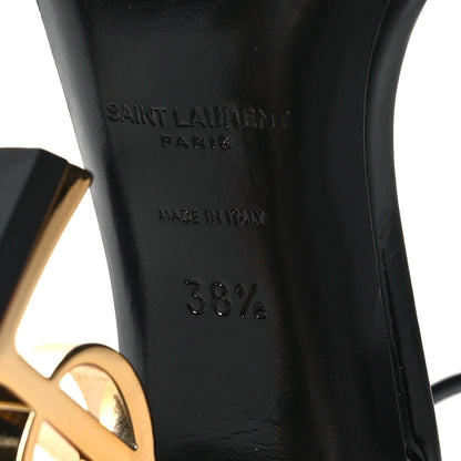 Saint Laurent Patent Calfskin Opyum 110 Sandals 38.5 Black Gold 7 of 9
