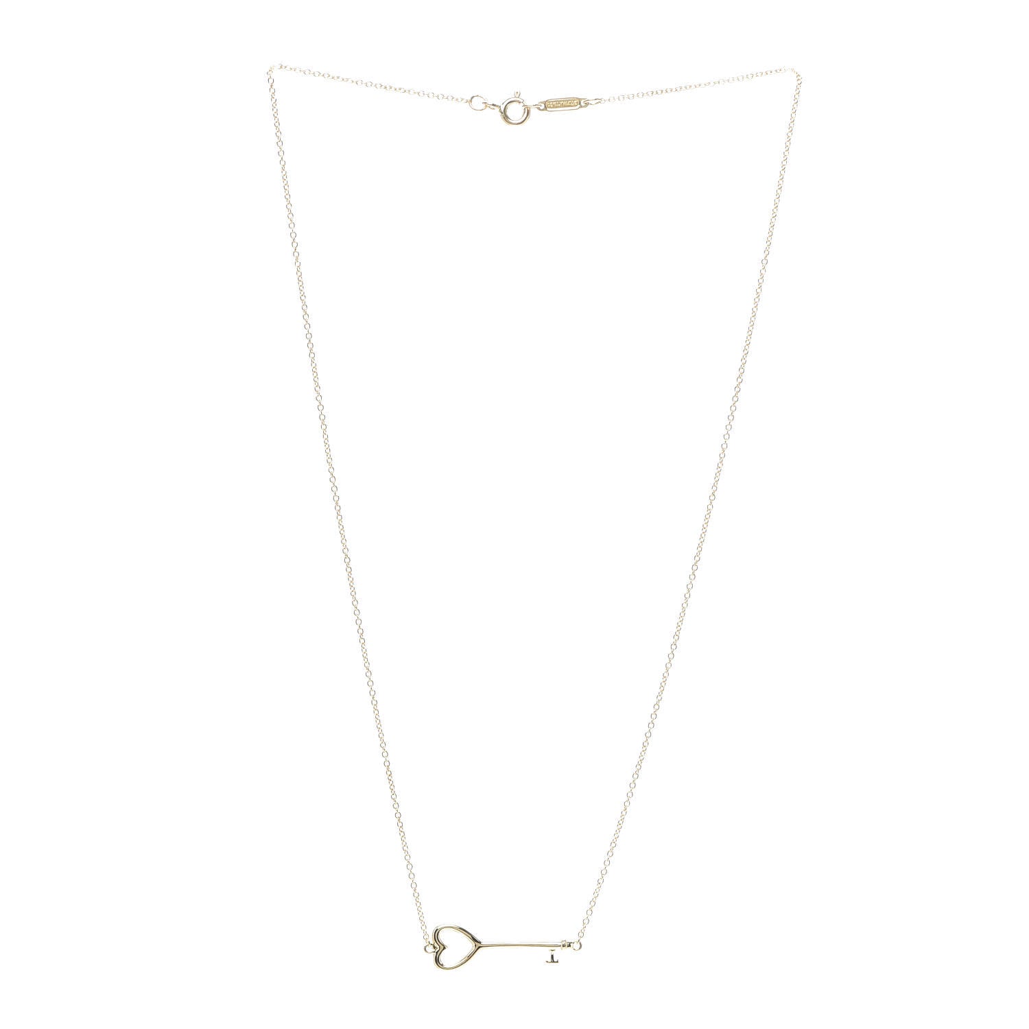 Tiffany 18K Yellow Gold Heart Key Pendant Necklace 3 of 6