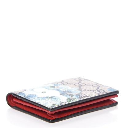 Gucci GG Supreme Monogram Blooms Card Case Beige Blue Navy Hibiscus Red 4 of 10