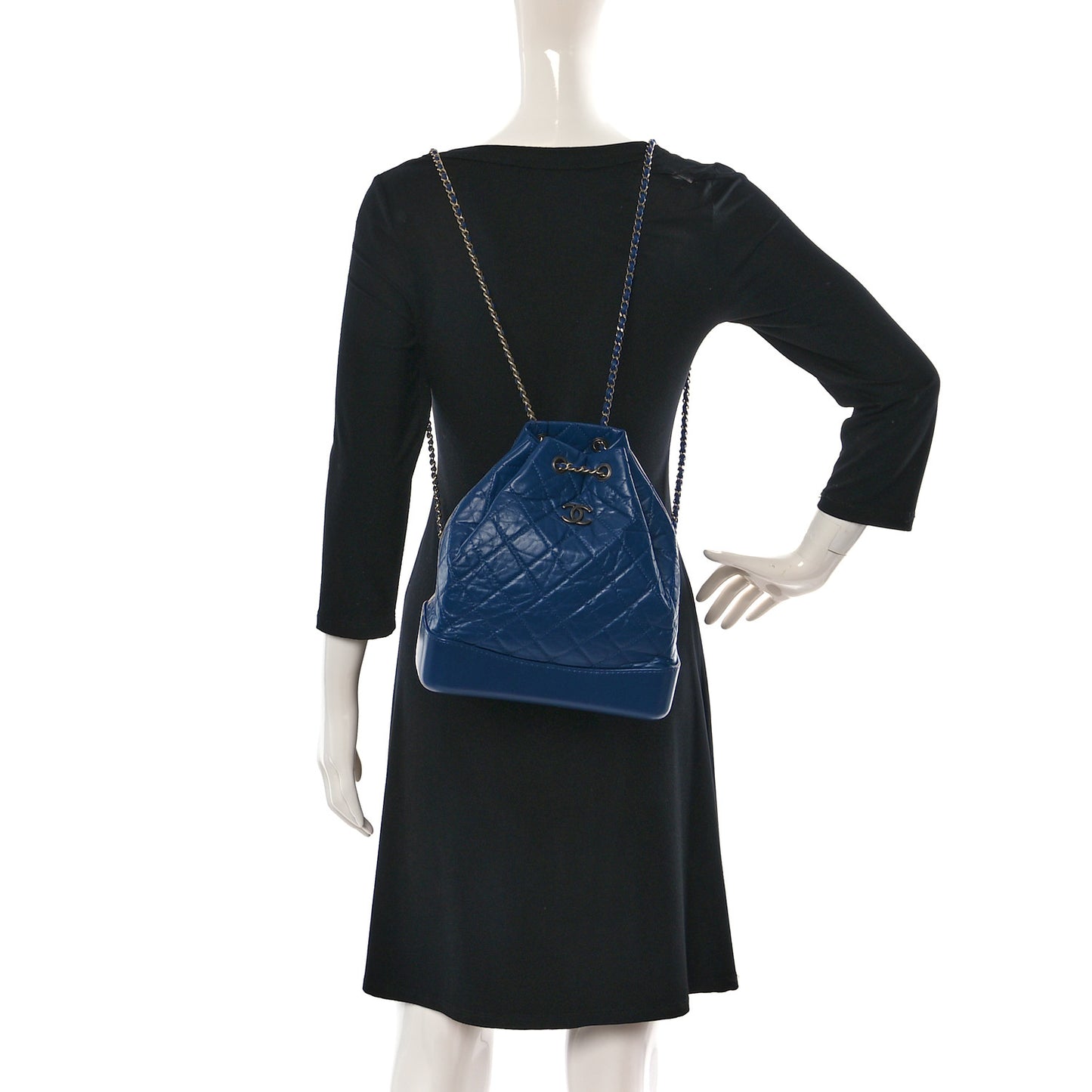 Aged Calfskin Quilted Gabrielle Backpack Blue