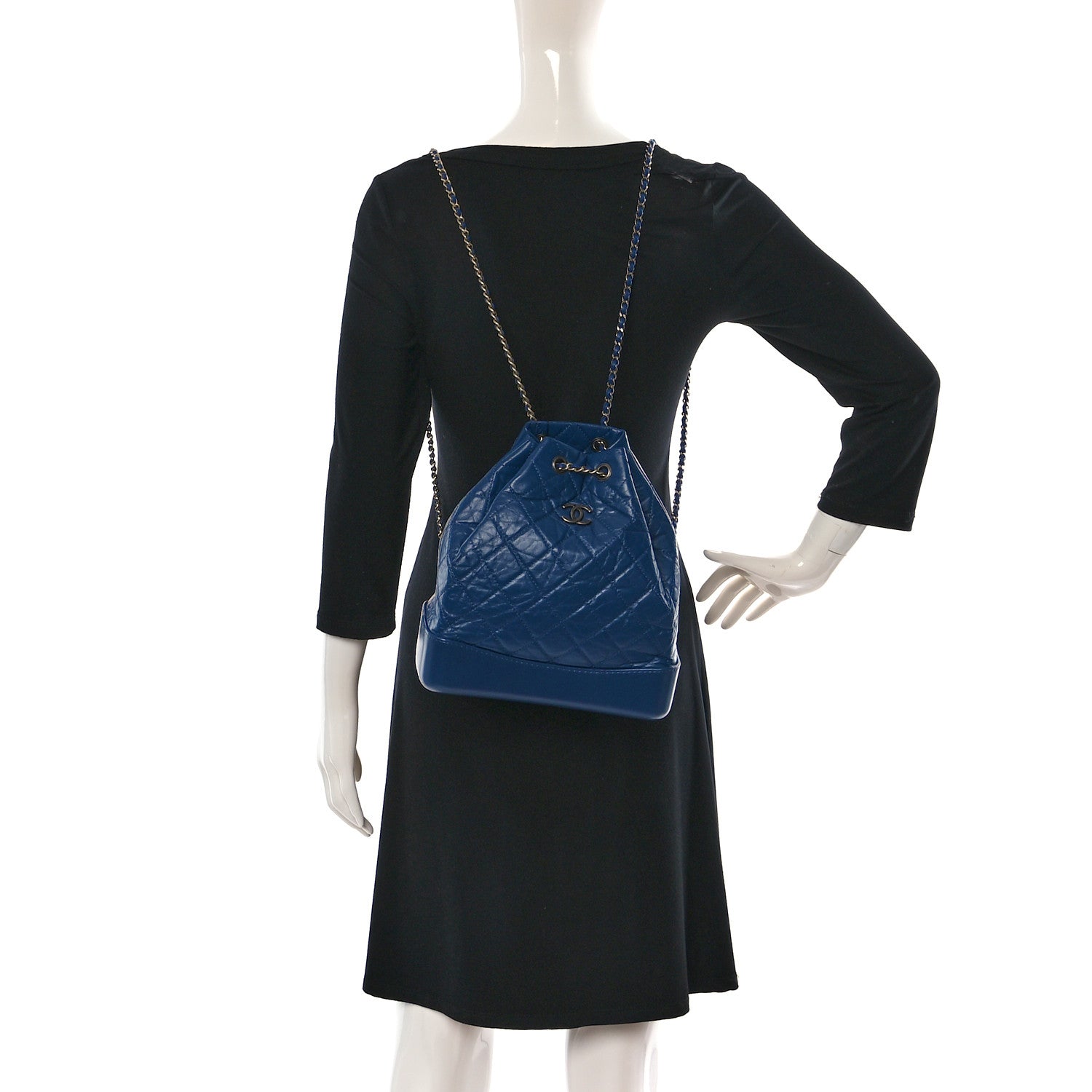 Chanel Aged Calfskin Quilted Gabrielle Backpack Blue 2 of 9