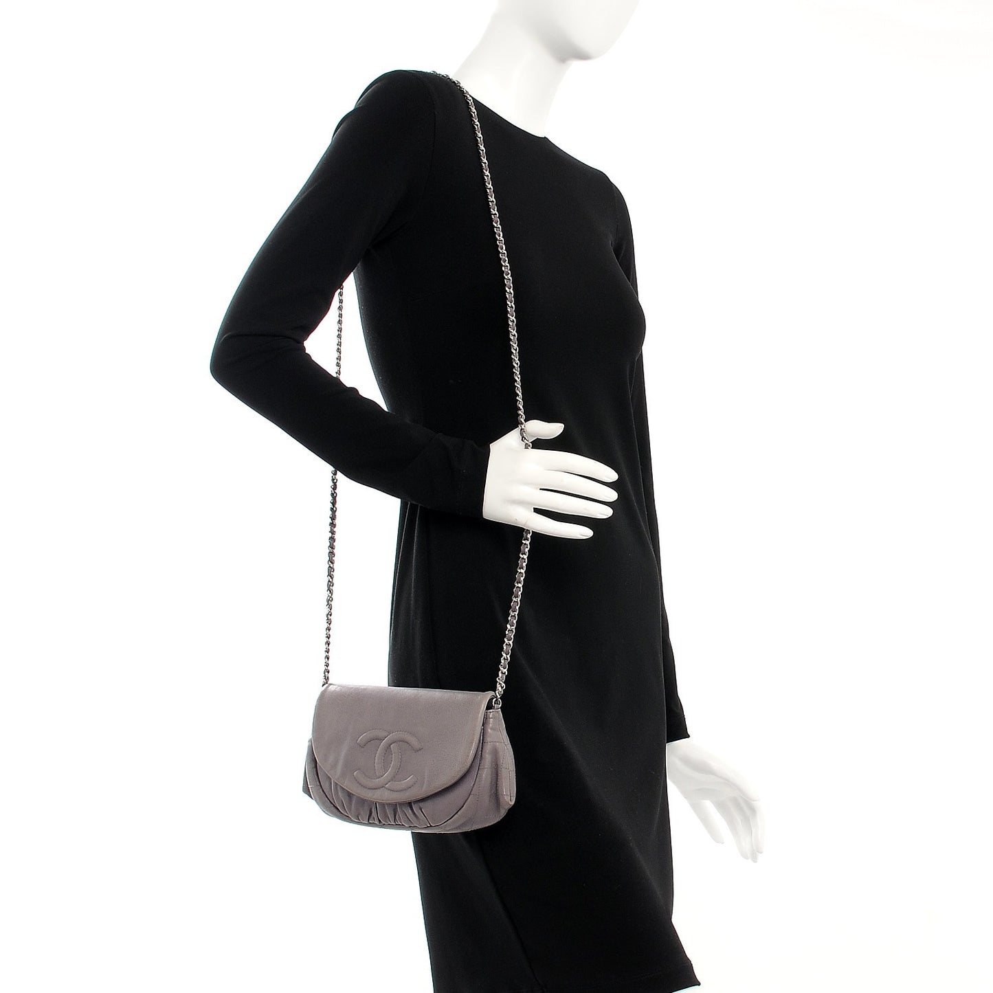 Lambskin Half Moon Wallet On Chain WOC Blue