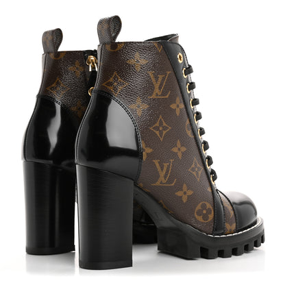 Louis Vuitton Patent Calfskin Monogram Star Trail Ankle Boots 35 Black 5 of 10