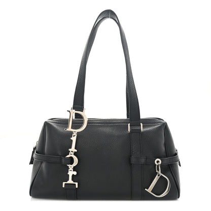 Christian Dior Calfskin Logo Charms Boston Black 1 of 13