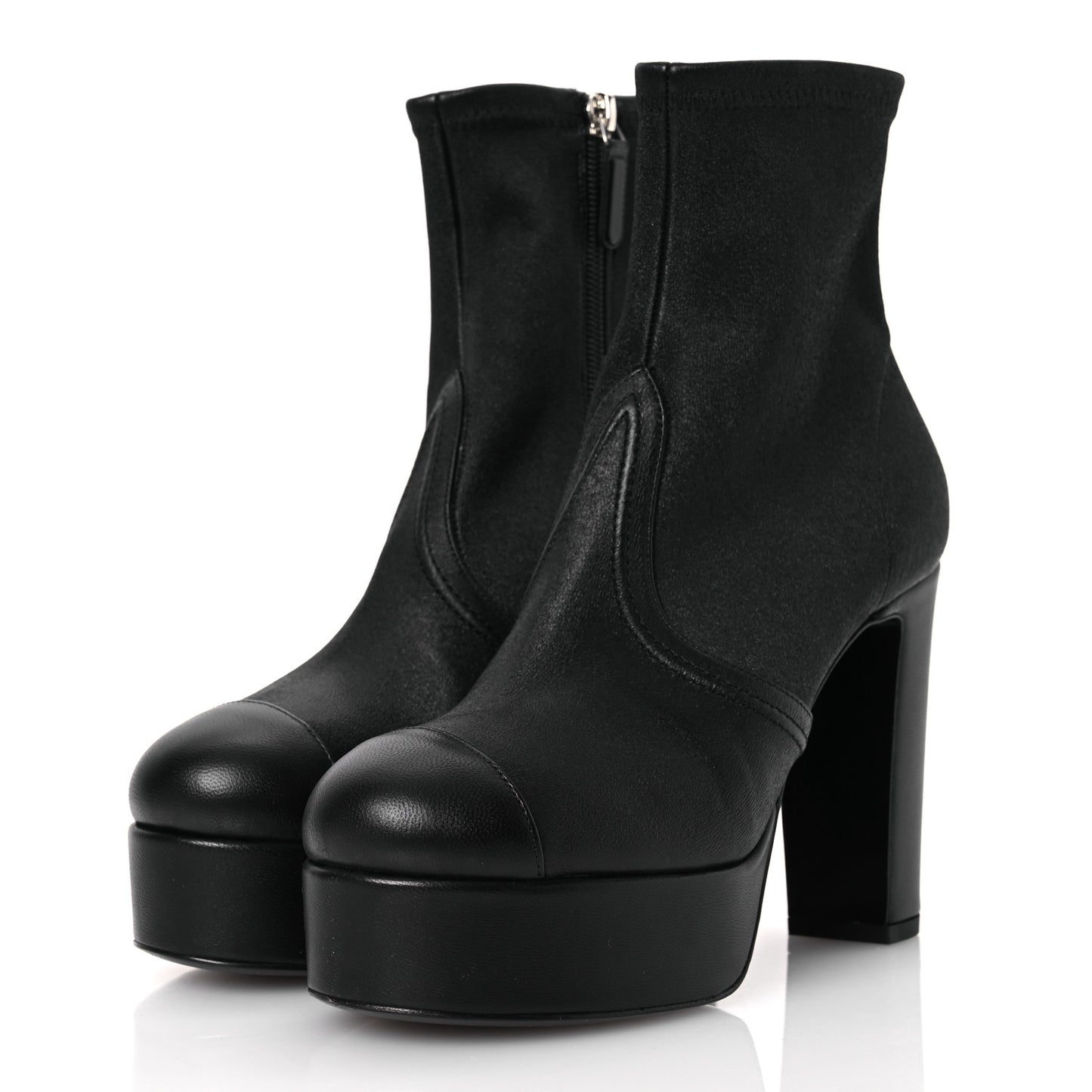 Lambskin Platform Short Boots 38 Black