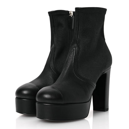 Chanel Lambskin Platform Short Boots 38 Black 4 of 14
