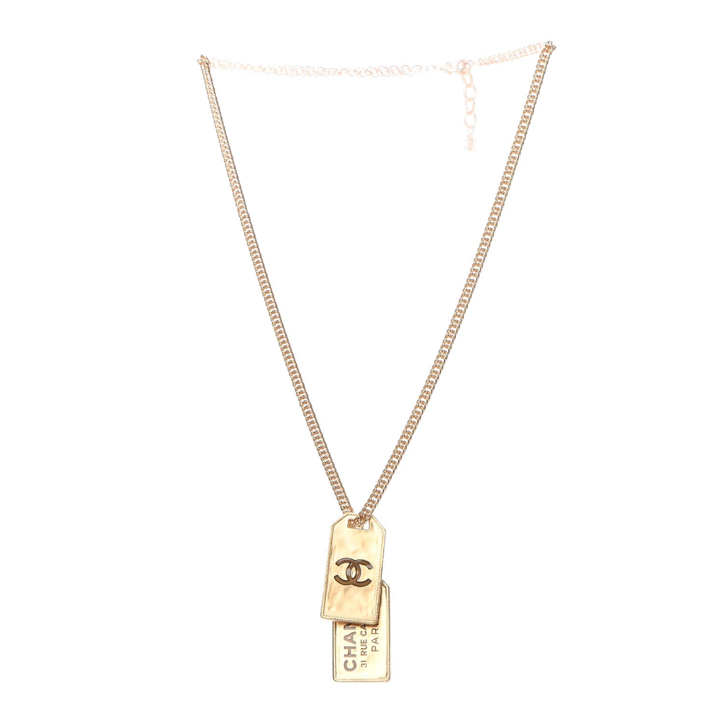 ID Dog Tag Charm Necklace Gold