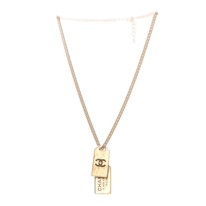 Chanel ID Dog Tag Charm Necklace Gold 3 of 7