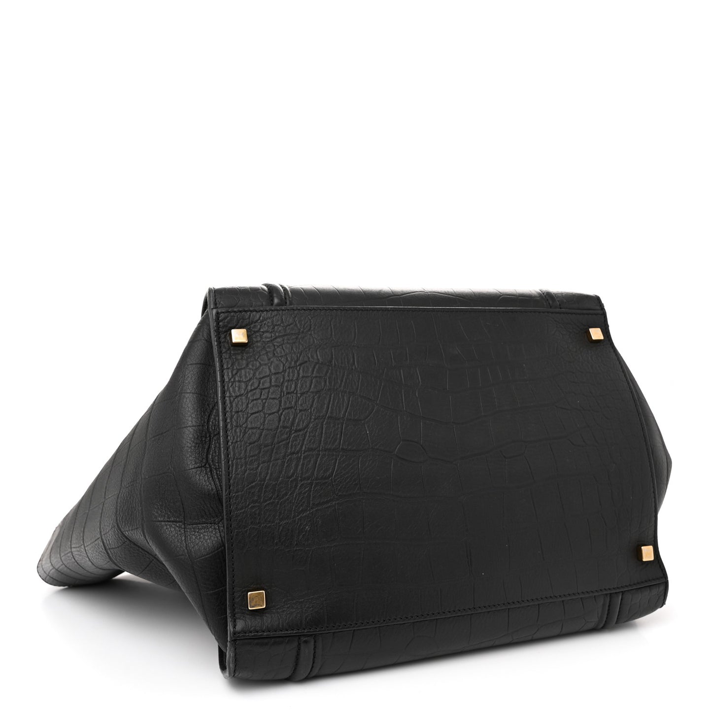 Crocodile Embossed Calfskin Large Phantom Luggage Black