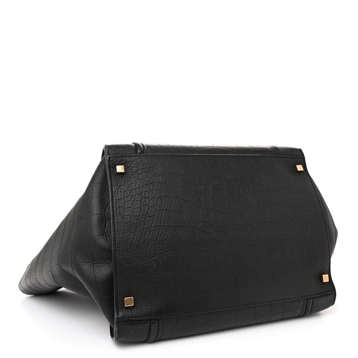 Celine Crocodile Embossed Calfskin Large Phantom Luggage Black 4 of 14