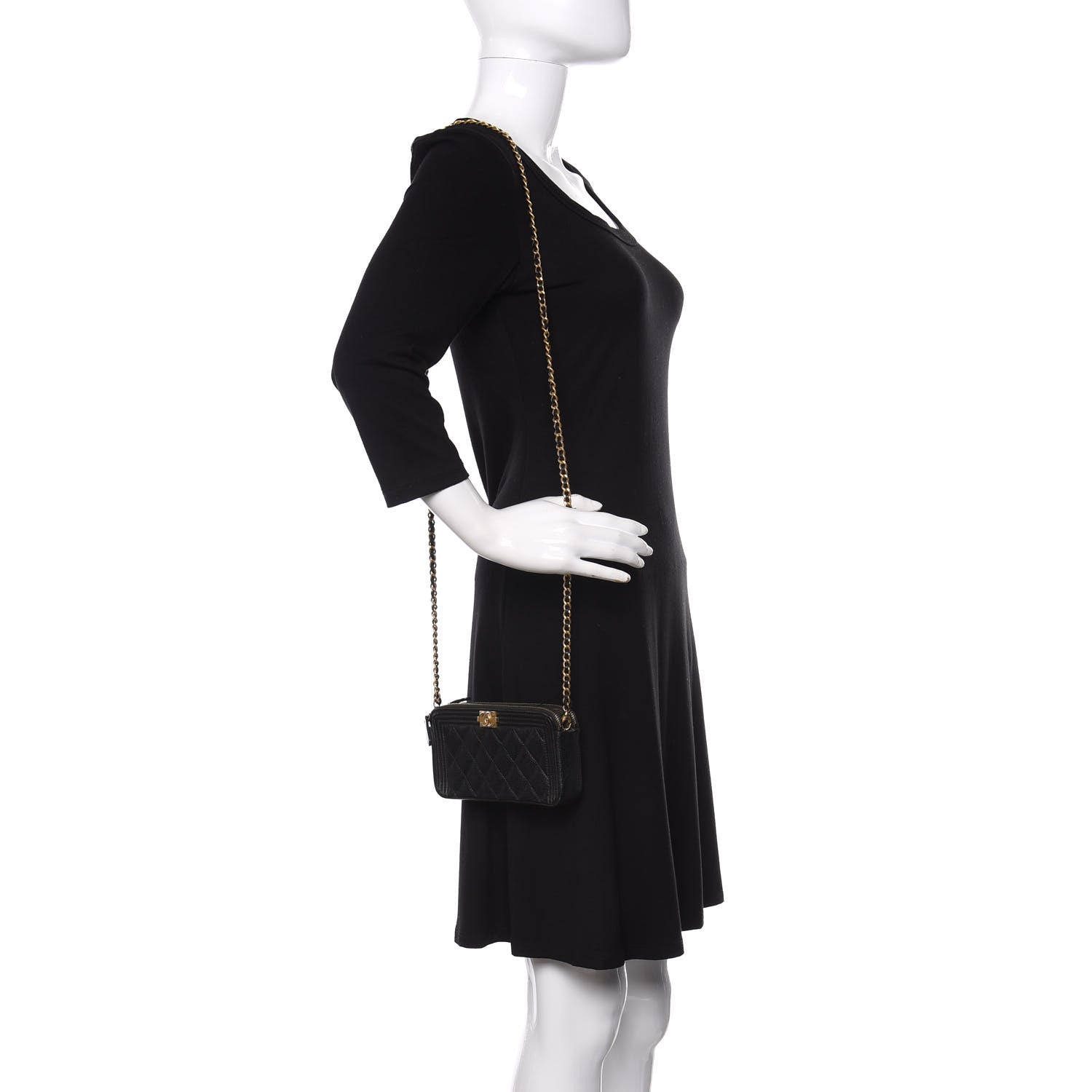 Chanel Caviar Quilted Small Boy Clutch With Chain Black 2 of 17
