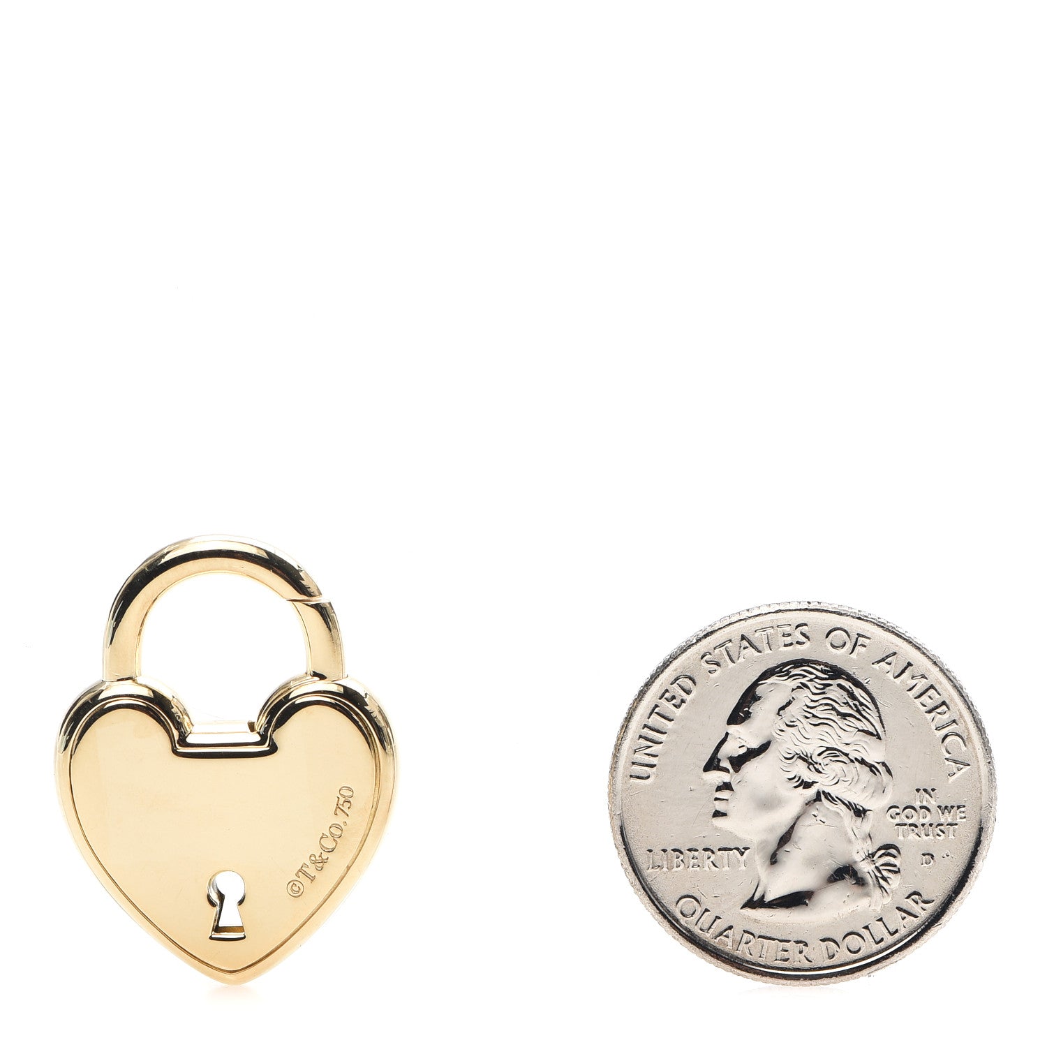 Tiffany 18K Yellow Gold Lock Heart Charm Pendant 2 of 4