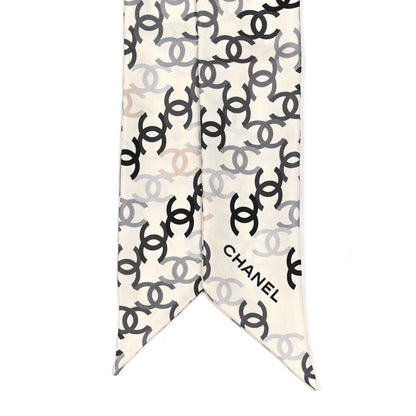 Chanel Silk CC Slim Bandeau Scarf Ecru Multicolor 2 of 4