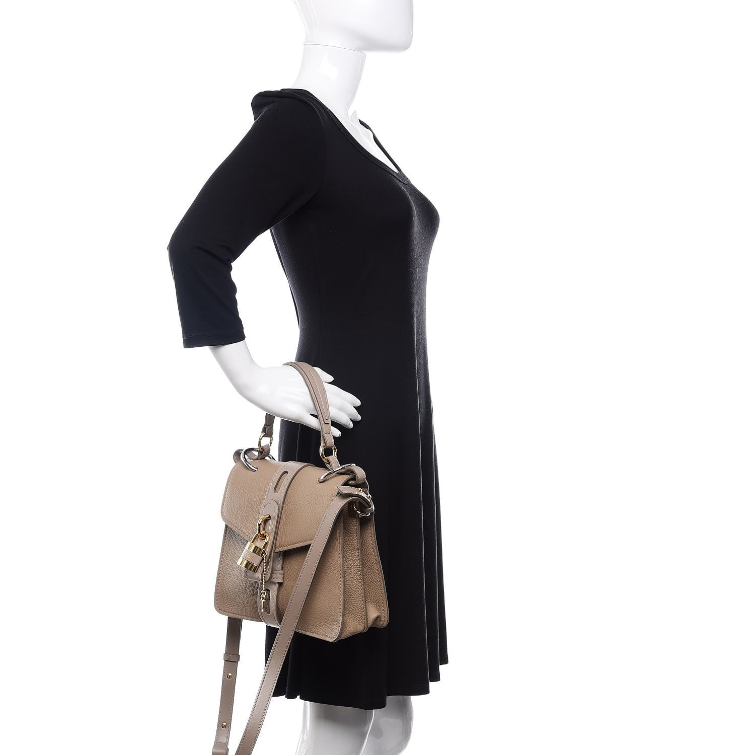 Chloe Shiny Grained Calfskin Small Aby Day Shoulder Bag Motty Grey 3 of 10
