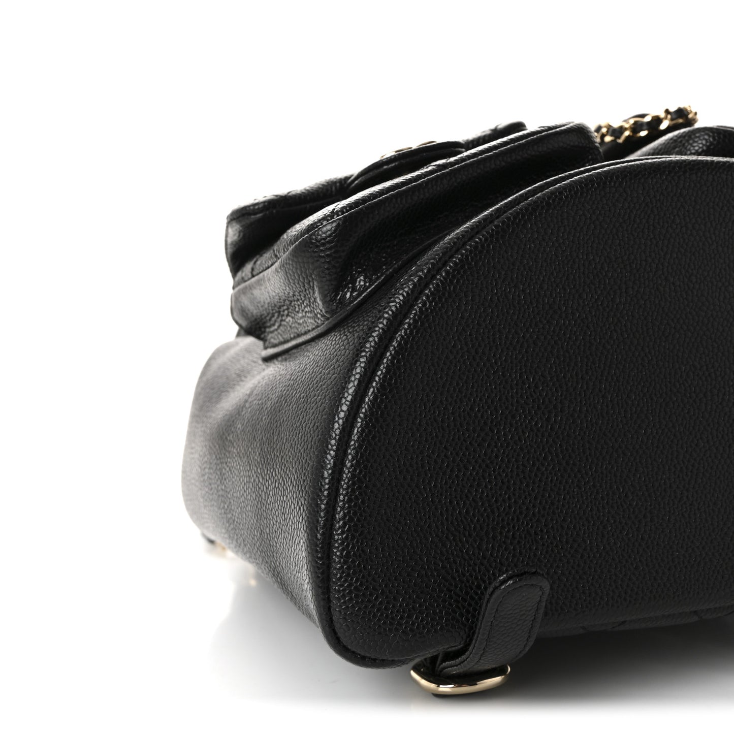 Shiny Caviar Quilted Medium Duma Pockets Drawstring Backpack Black