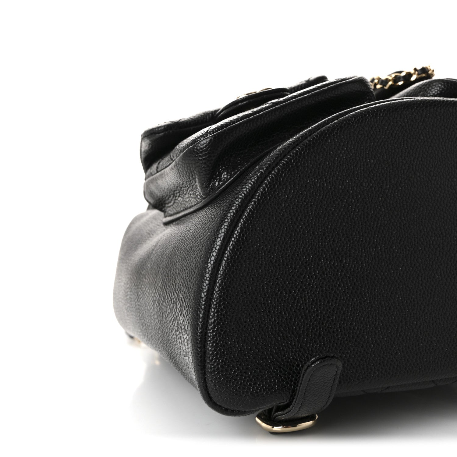 Chanel Shiny Caviar Quilted Medium Duma Pockets Drawstring Backpack Black 9 of 10