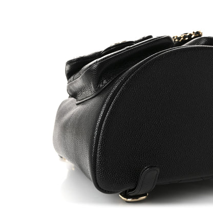 Chanel Shiny Caviar Quilted Medium Duma Pockets Drawstring Backpack Black 9 of 10