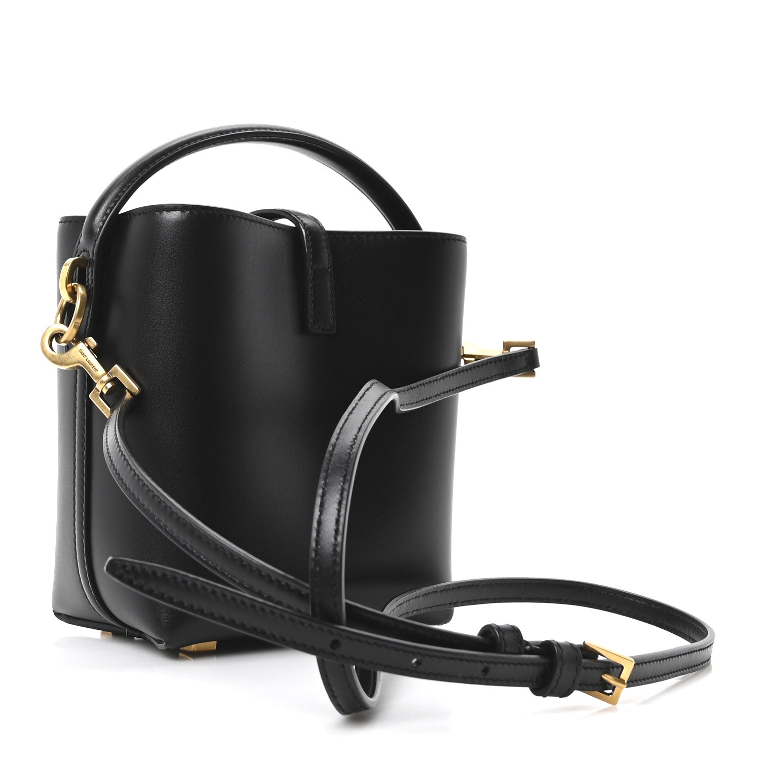 【本日限り】SAINT LAURENT  ミニバケットバッグ ブラック Saint Laurent Shiny Calfskin Le 37 Mini Bucket Bag Black 1861336