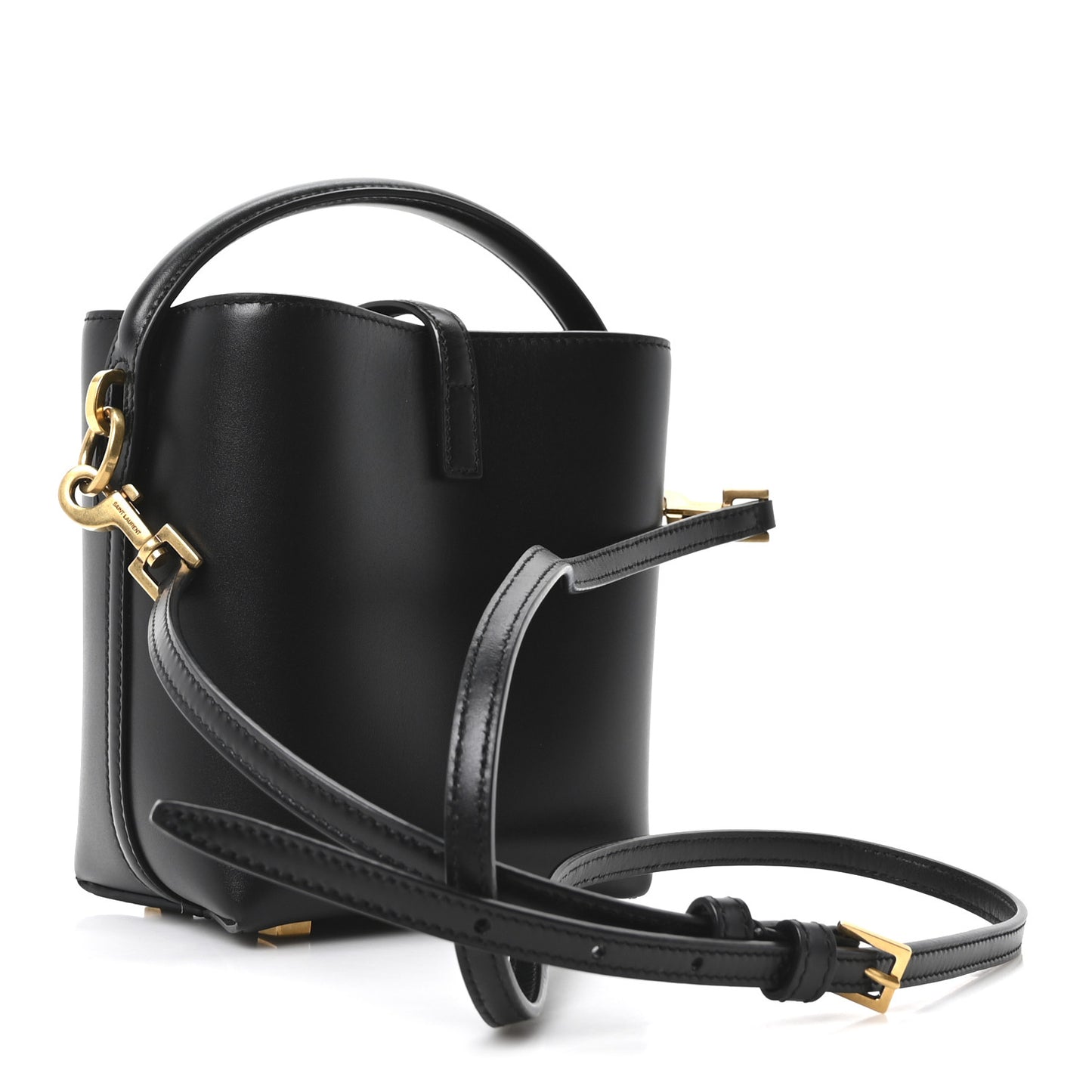 Shiny Calfskin Le 37 Mini Bucket Bag Black