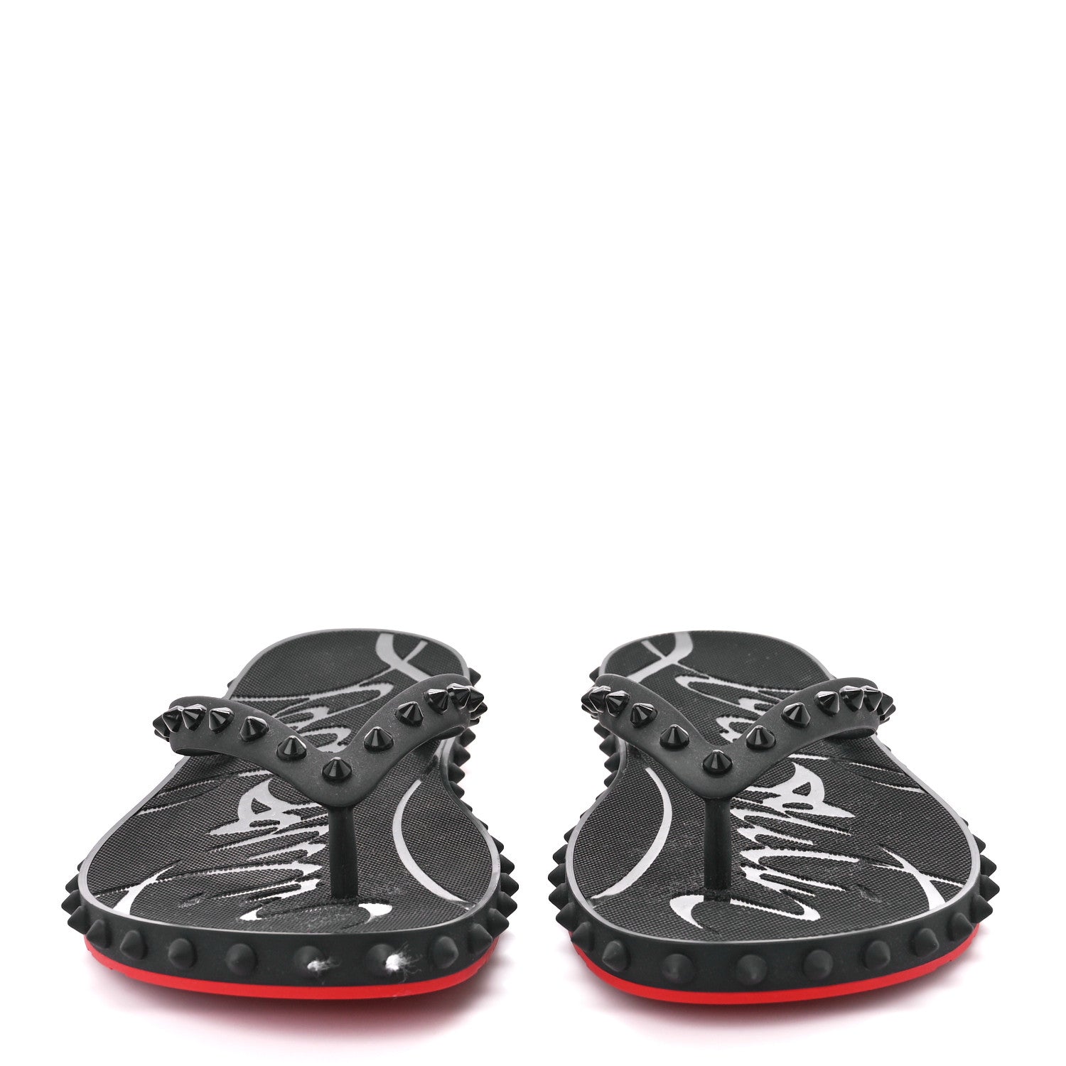 Christian Louboutin Rubber Spike Super Loubi Flip Flop Sandals 40 Black 2 of 7