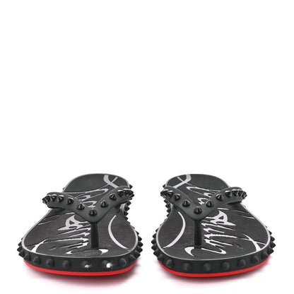 Christian Louboutin Rubber Spike Super Loubi Flip Flop Sandals 40 Black 2 of 7