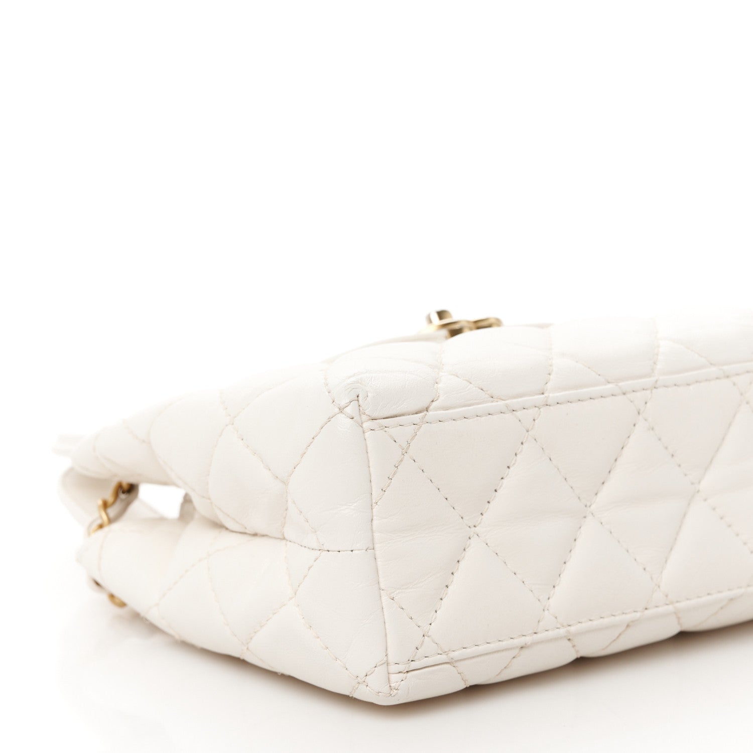 Chanel Shiny Aged Calfskin Quilted Nano Kelly Shopper White 9 of 11