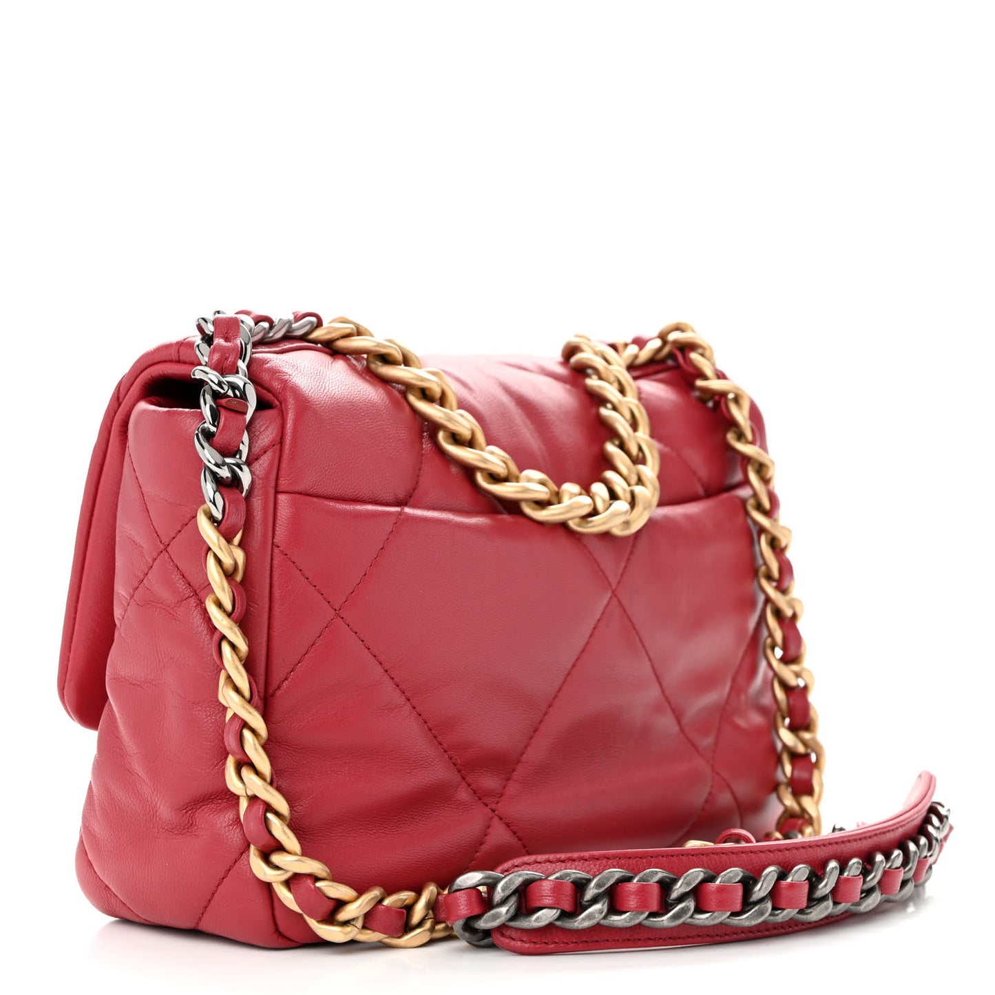Goatskin Quilted Medium Chanel 19 Flap Red