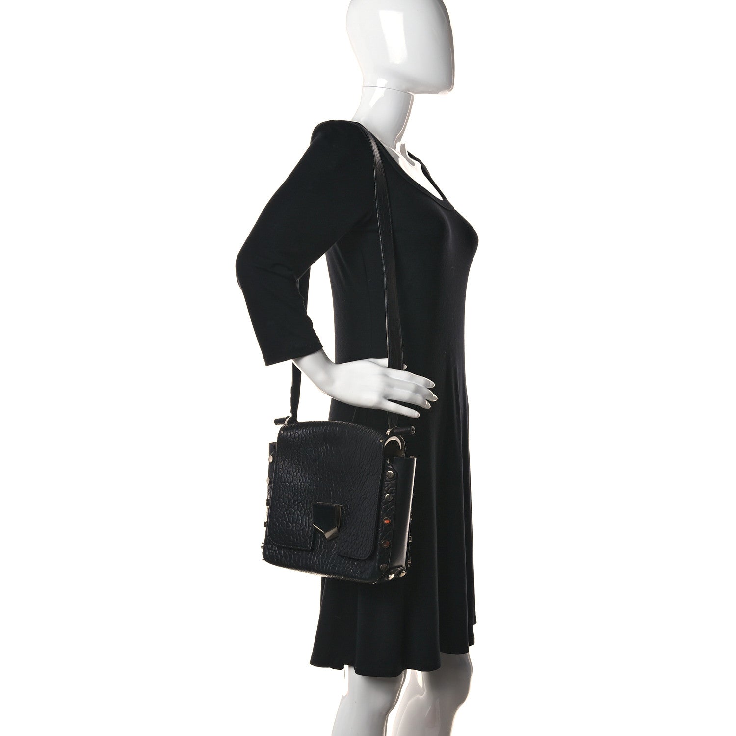 Jimmy Choo Grainy Calfskin Lockett Shoulder Bag Black 3 of 32