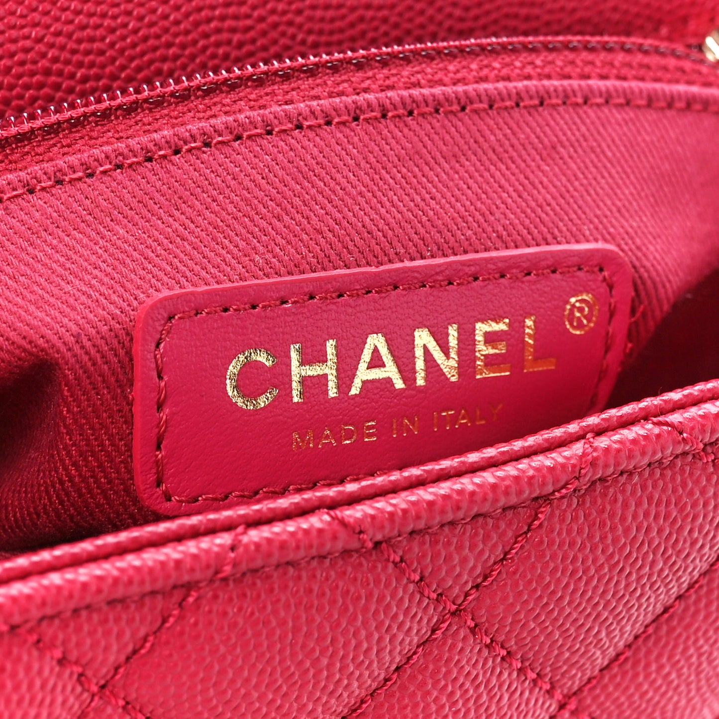 Caviar Quilted Mini Coco Handle Flap Dark Pink