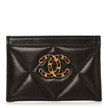Chanel Lambskin Quilted Chanel 19 Card Holder Dark Brown 1 of 11