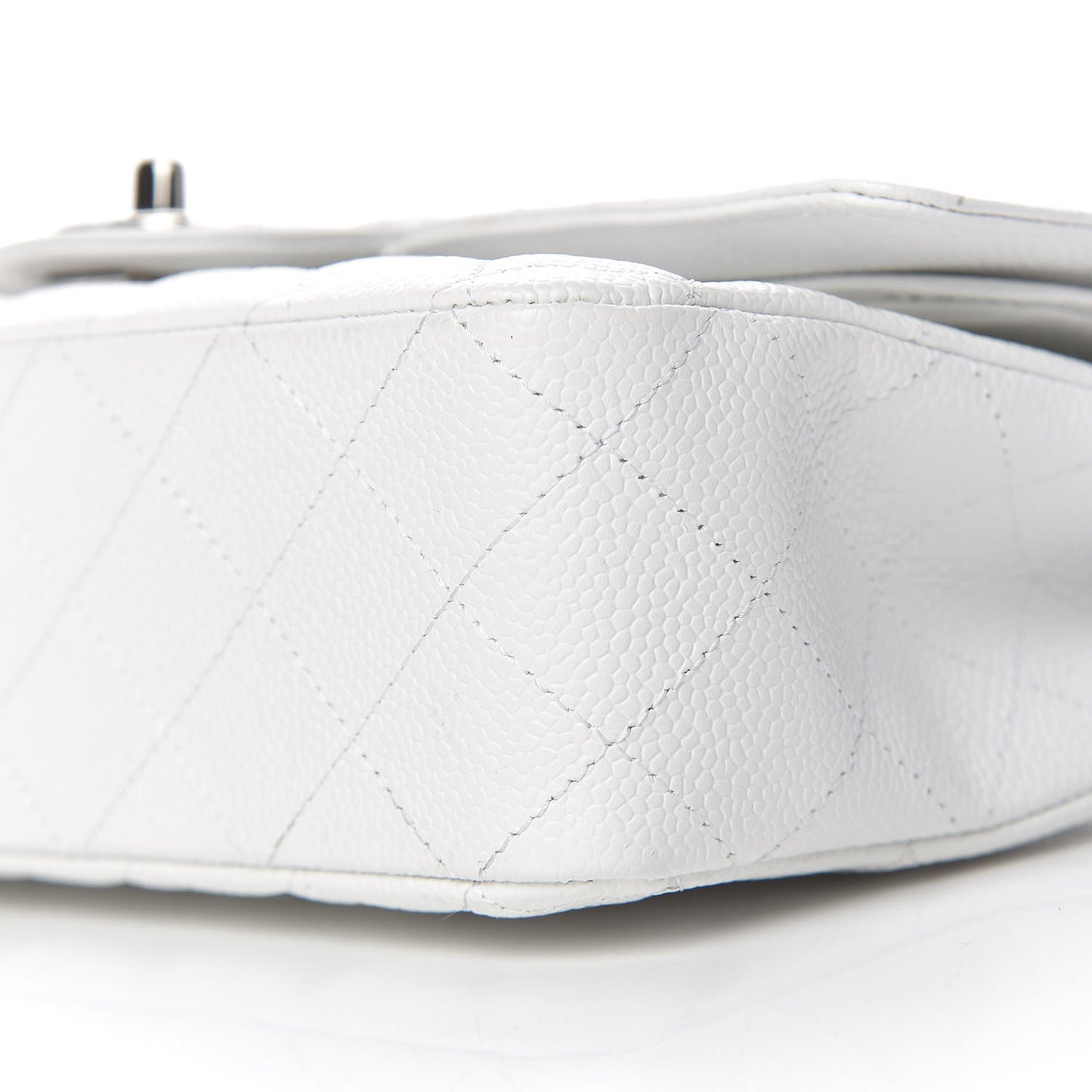 Caviar Quilted Medium Double Flap White
